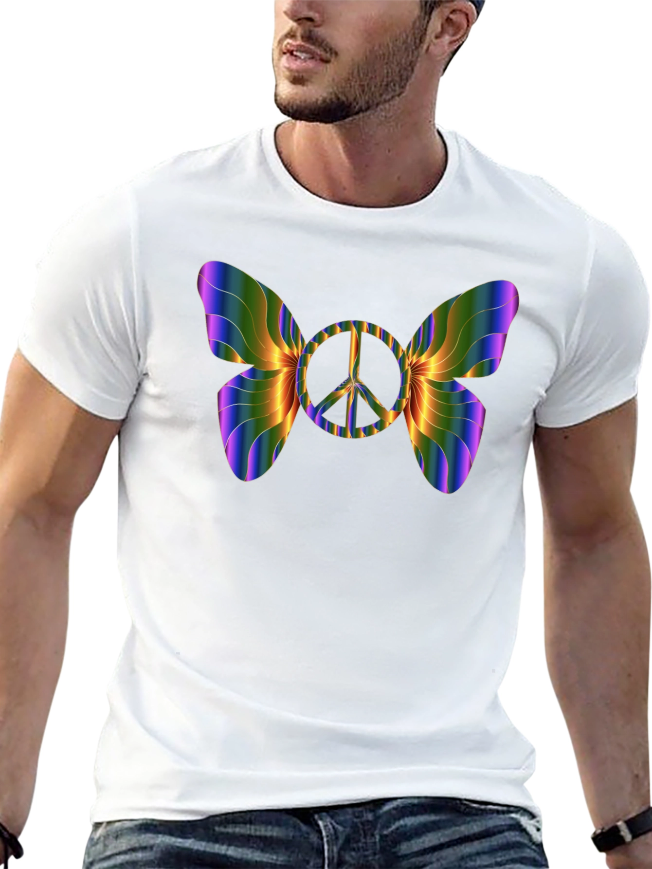 Peace Sign Butterfly T-Shirt - Rainbow Wings
