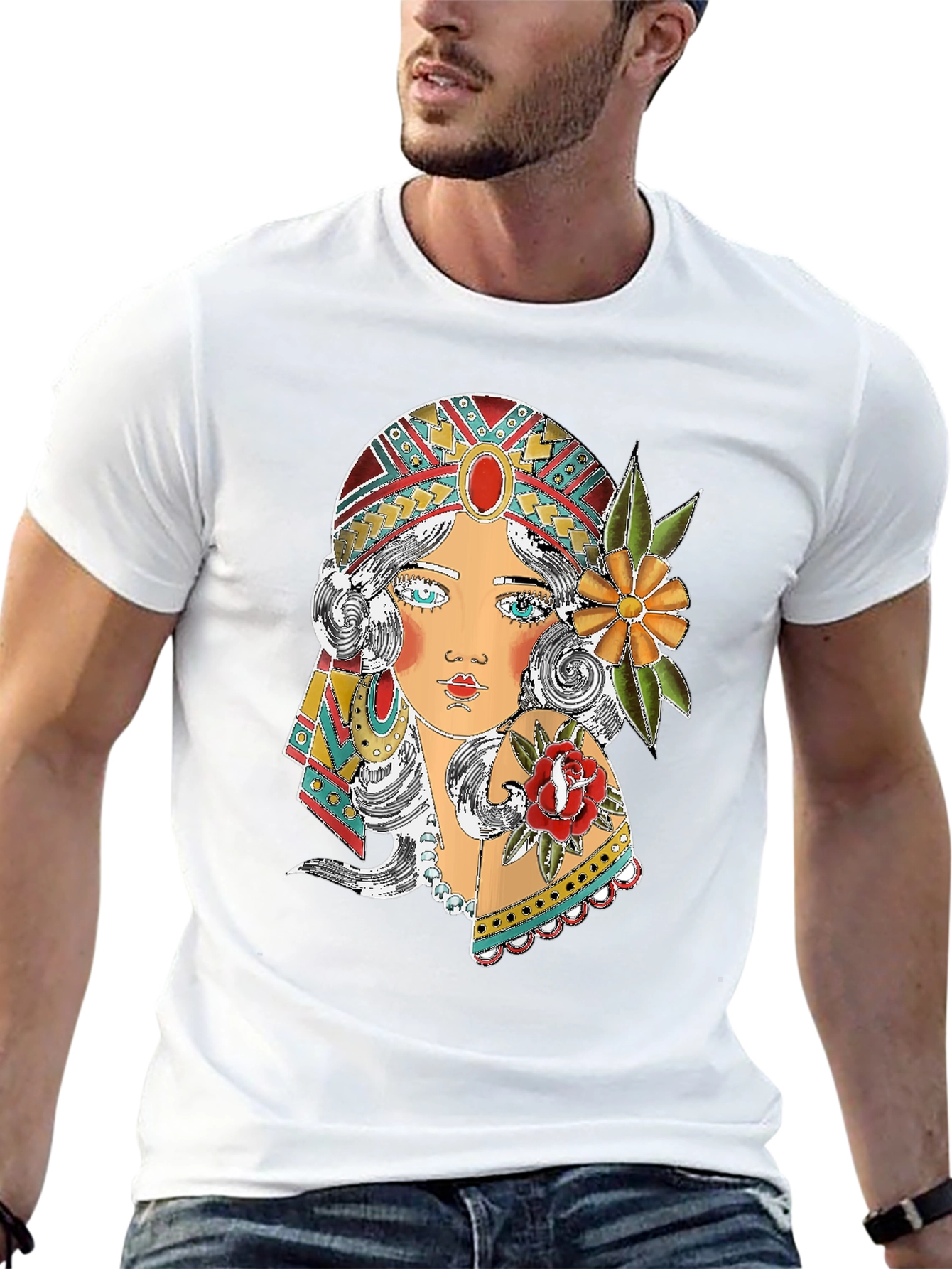 Gypsy Girl Graphic Print Black T-Shirt