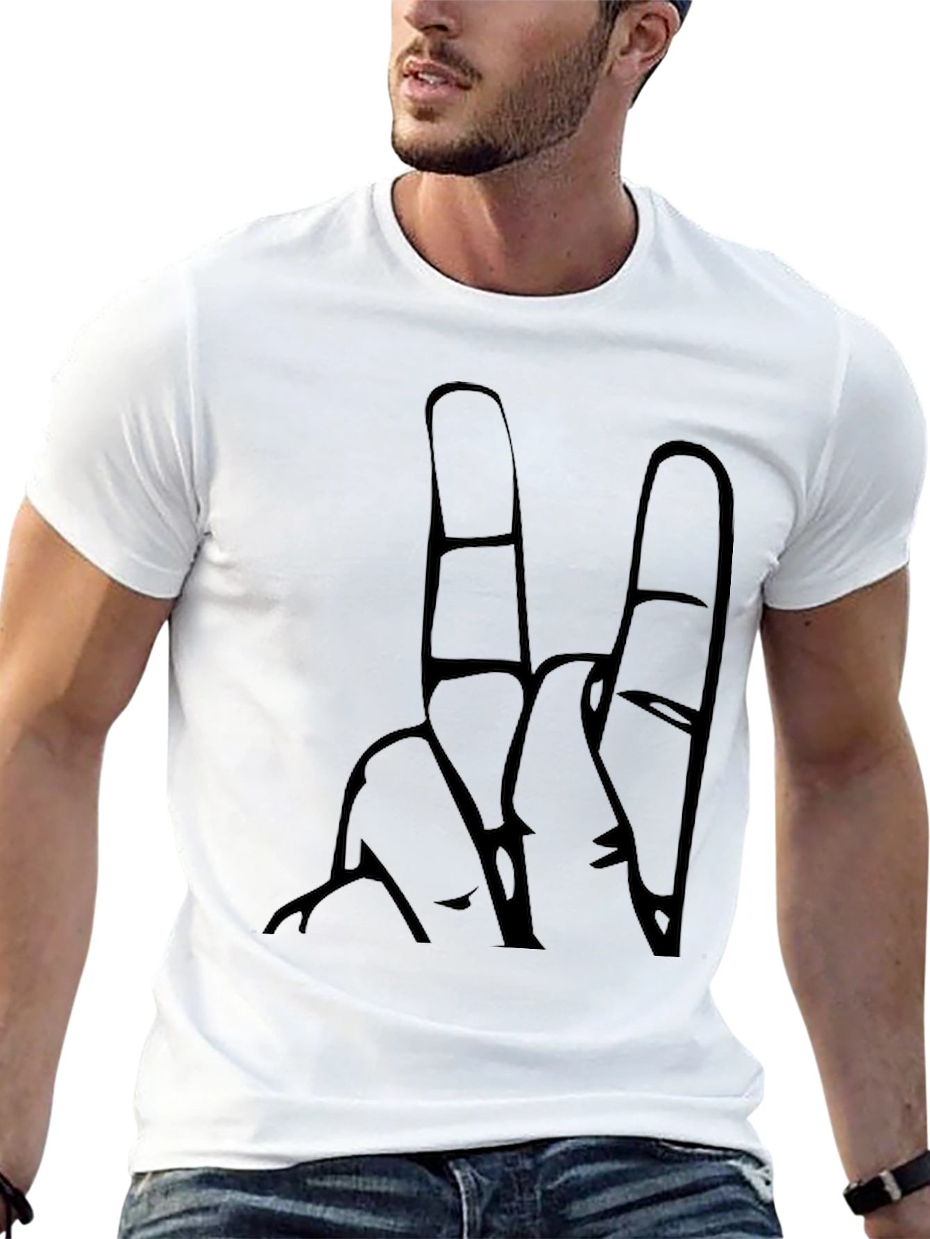 Cool Black T-Shirt with Hand Sign Graphic
