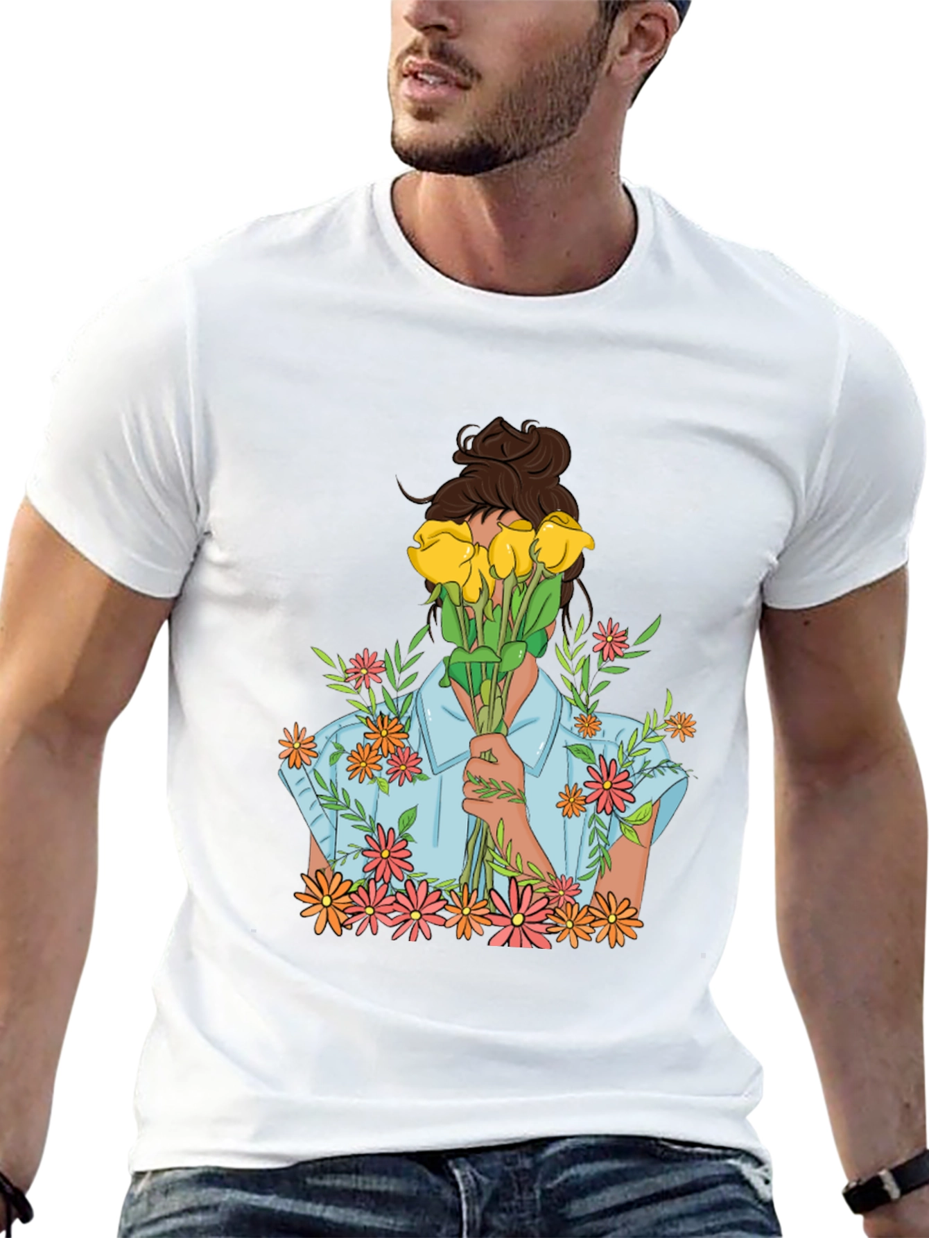 Floral Bouquet Graphic Tee - Trendy Black T-Shirt