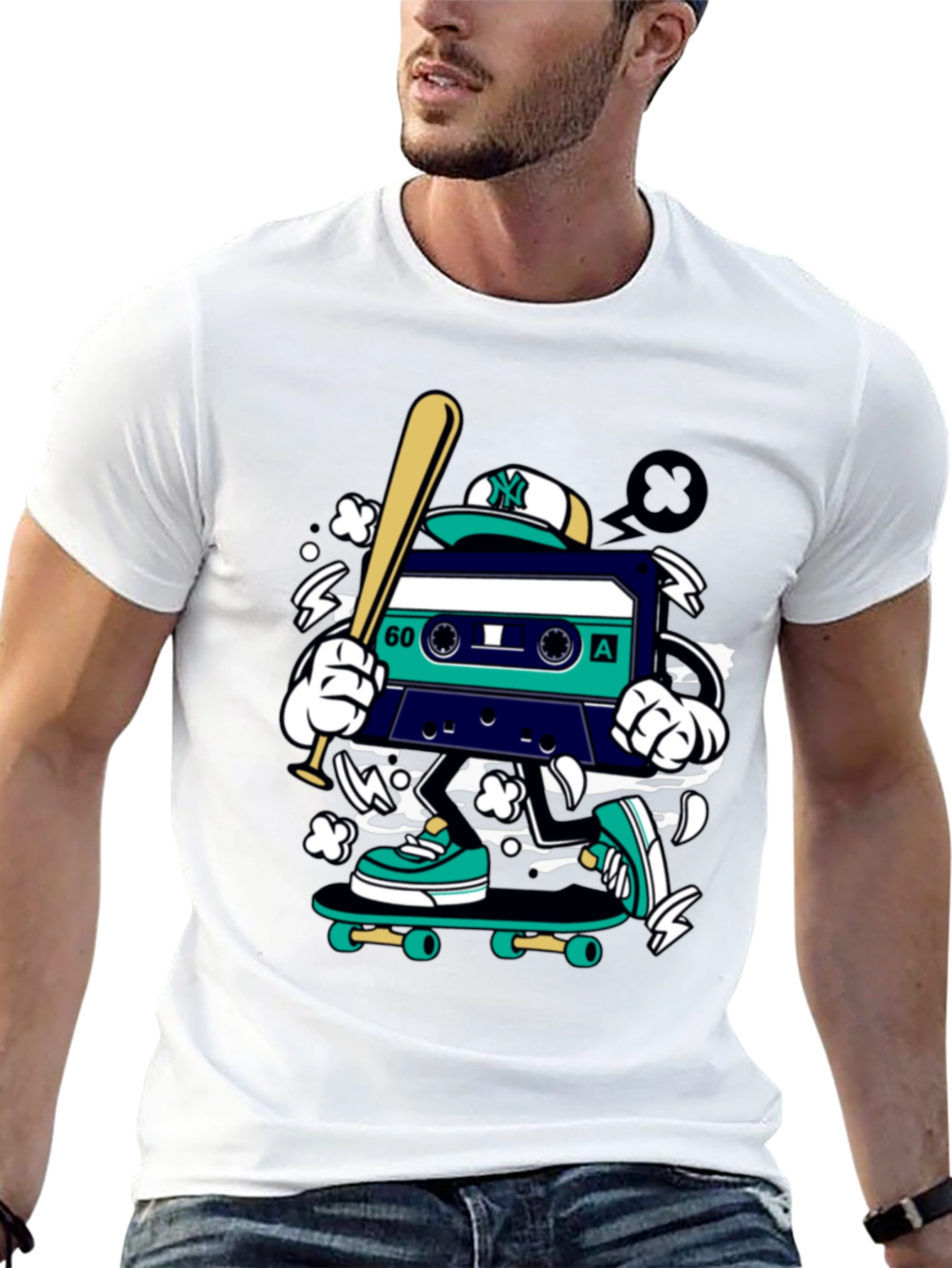 Retro Cassette Tape Skateboarder T-Shirt