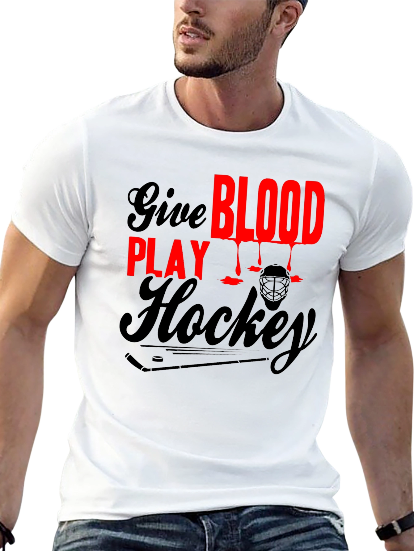 Give Blood Play Hockey Graphic T-Shirt