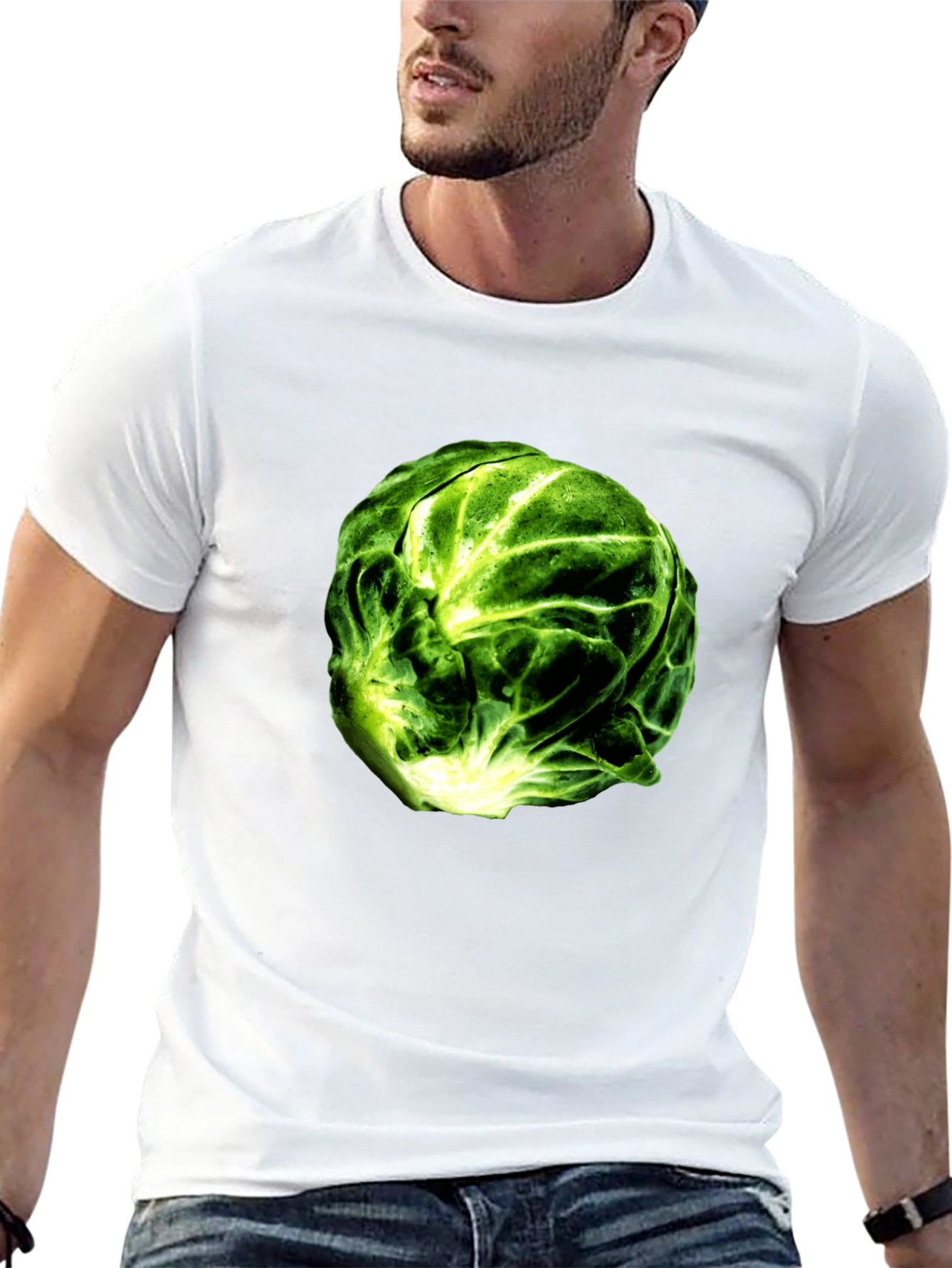 Brussels Sprout Graphic Tee - Black Cotton T-Shirt