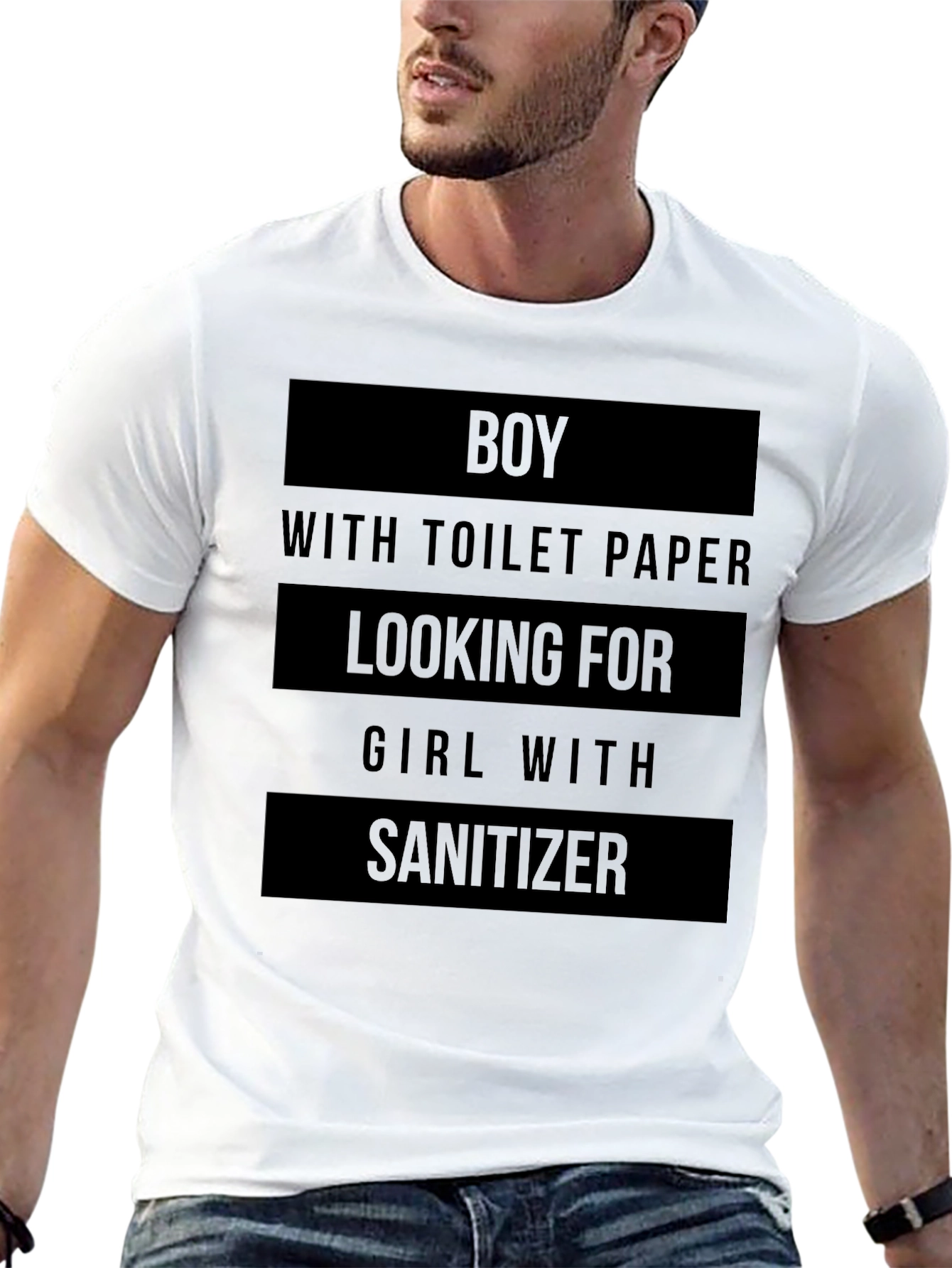 Humorous Boy With Toilet Paper Graphic Tee