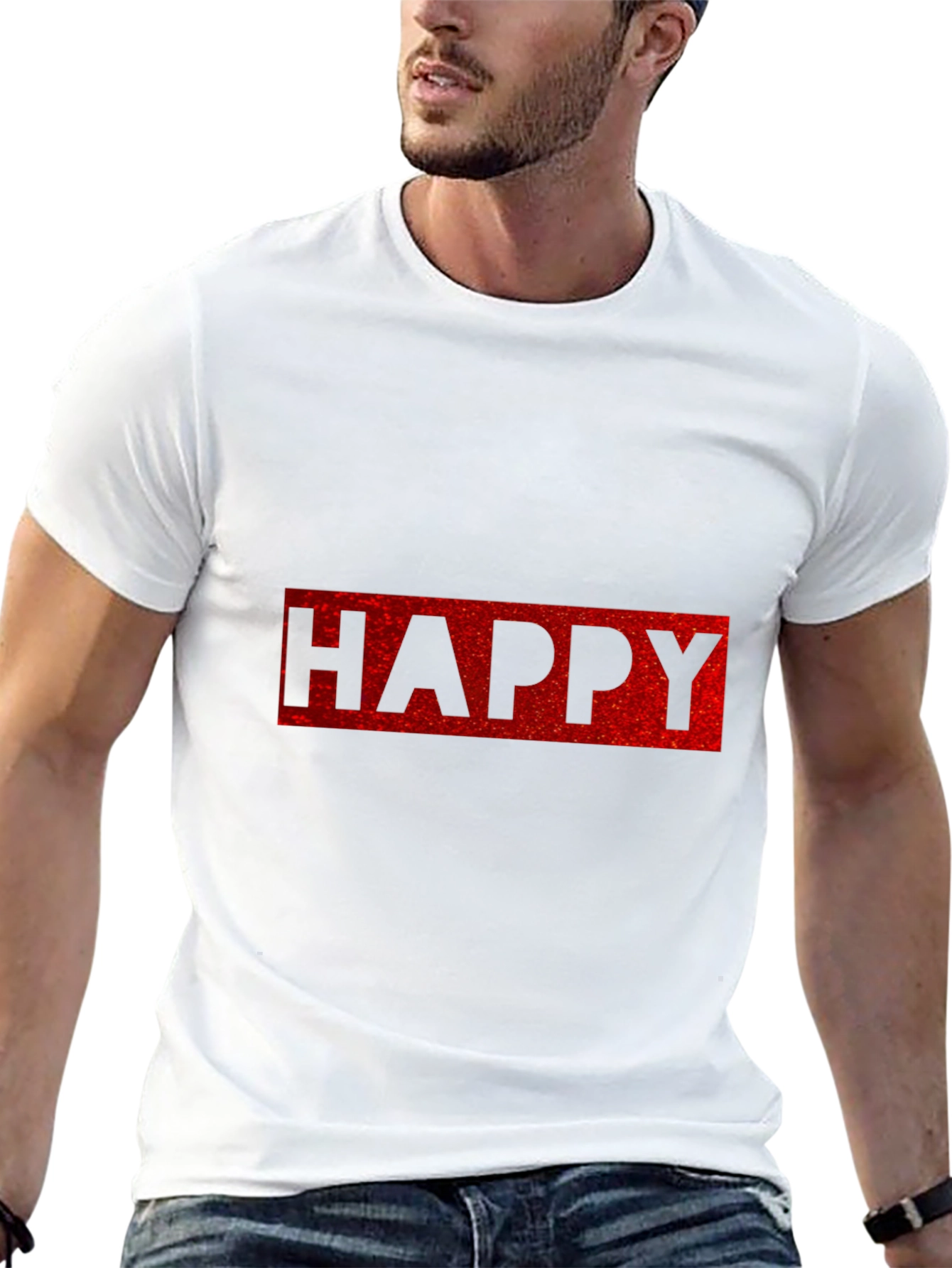 Happy Graphic Tee - Casual Cotton Blend T-Shirt