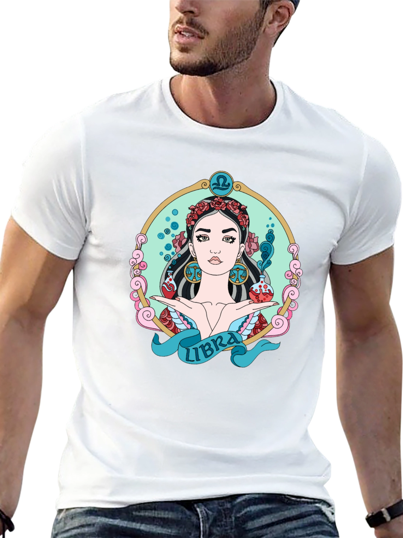 Libra Zodiac Graphic T-Shirt - Black Cotton Tee