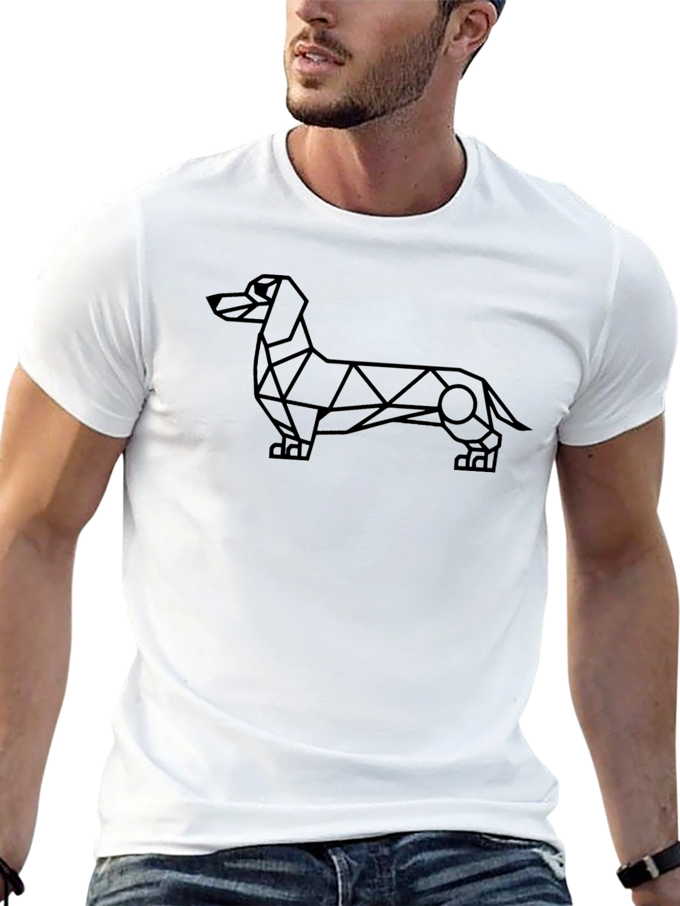 Geometric Dachshund Graphic T-Shirt - Modern Wiener Dog Tee