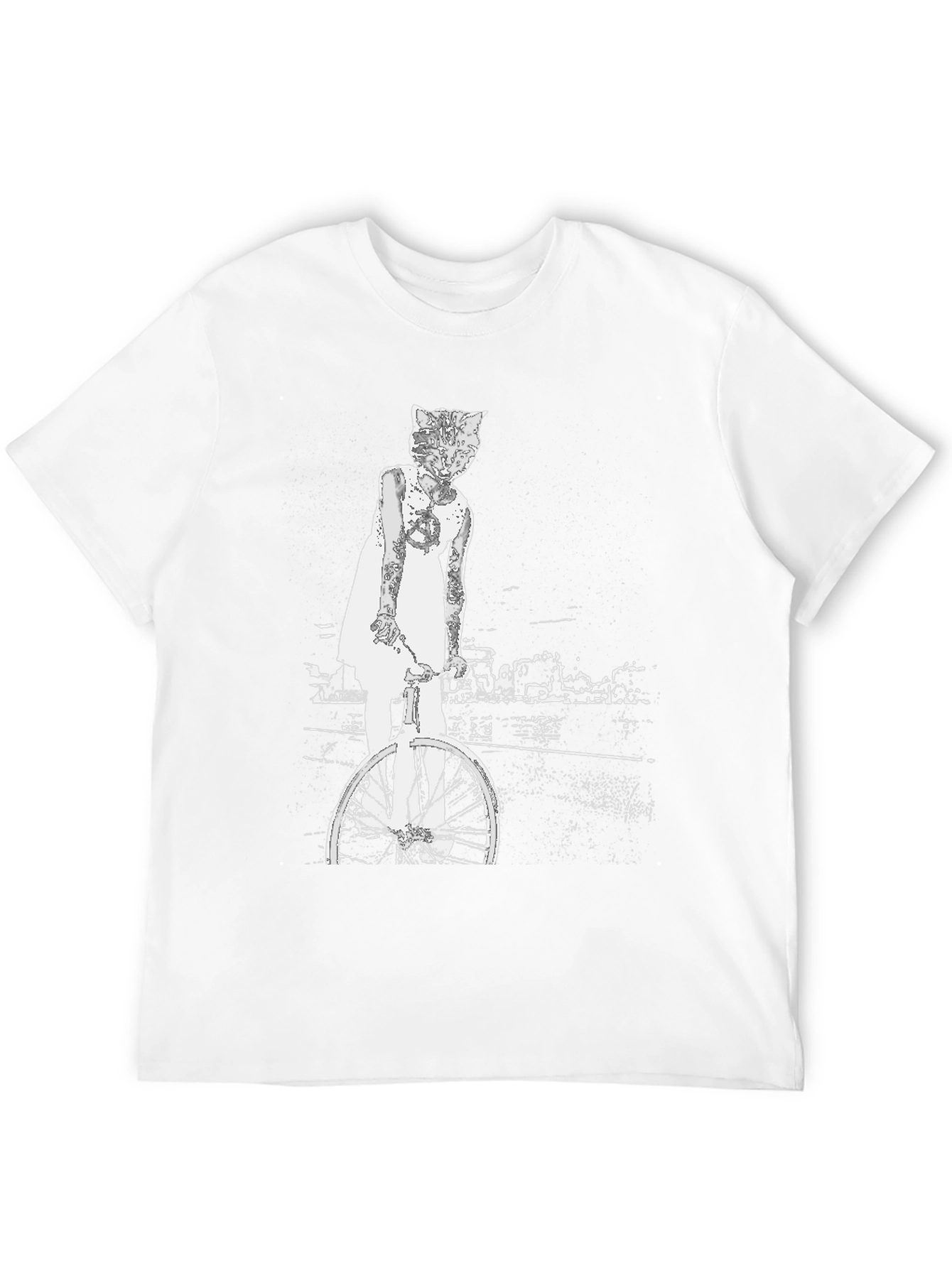 Cat Girl Bicycle Graphic T-Shirt