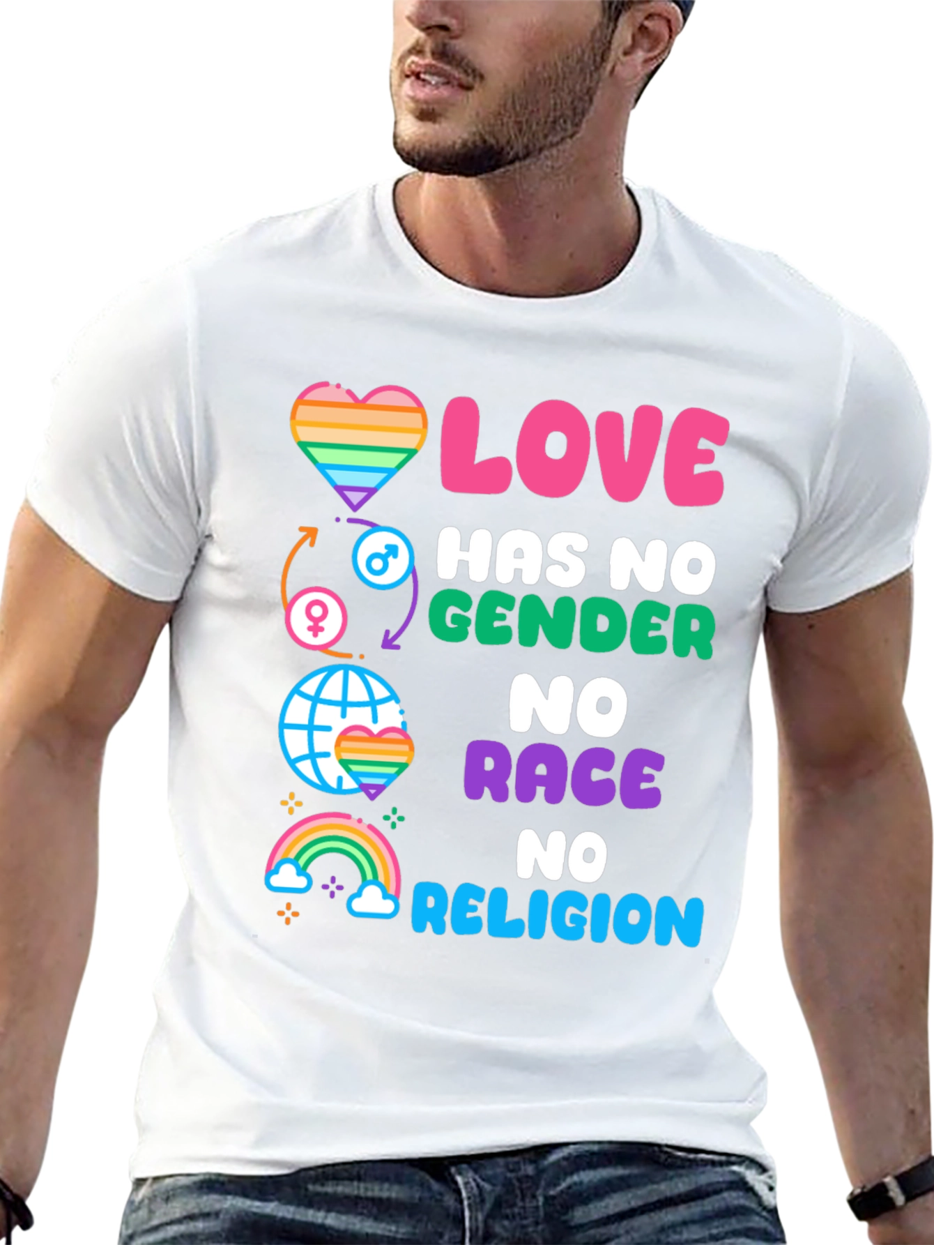 Love Has No Gender Race Religion Graphic Tee