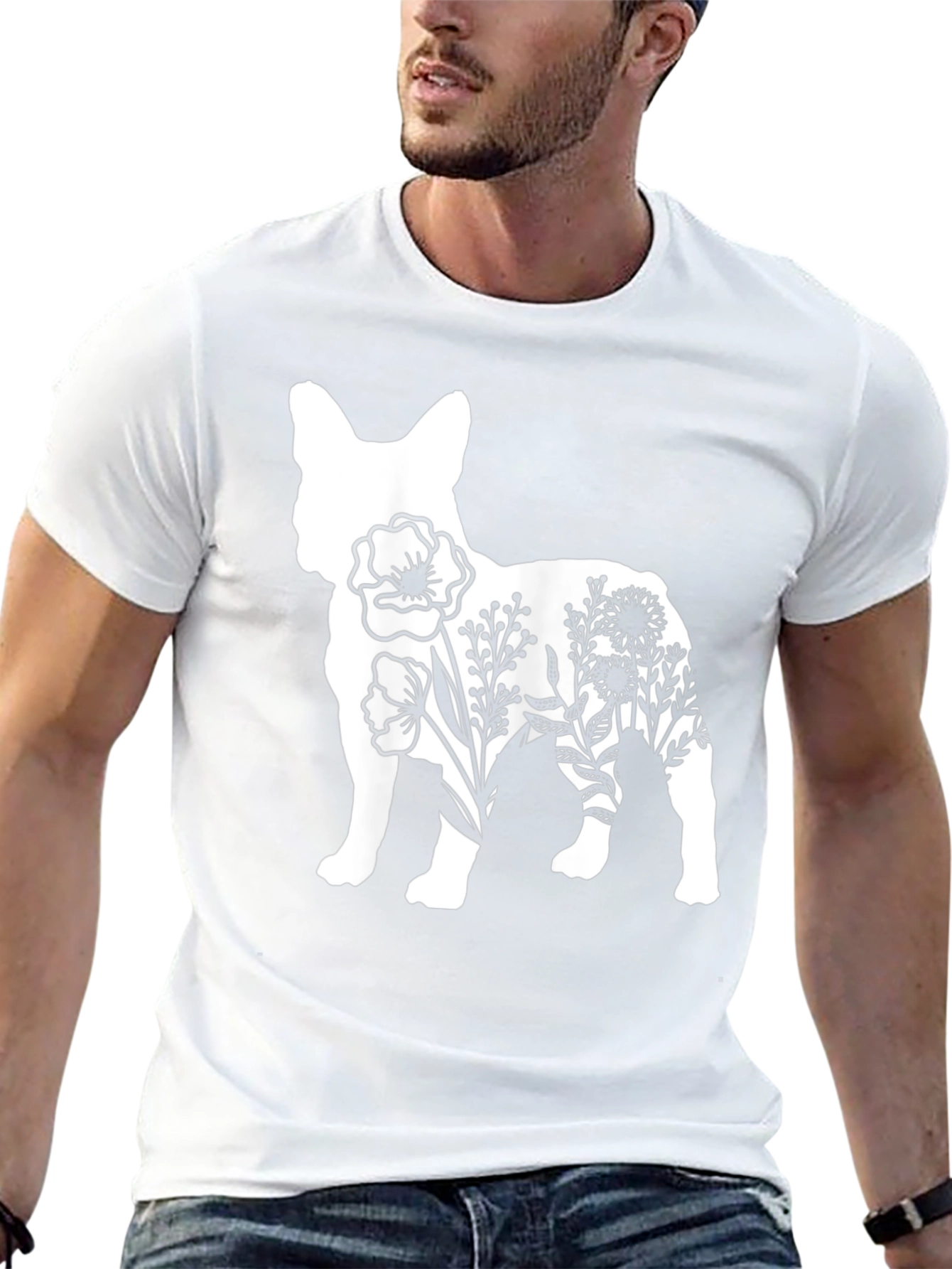 Floral Dog Graphic Tee - Stylish Casual Wear