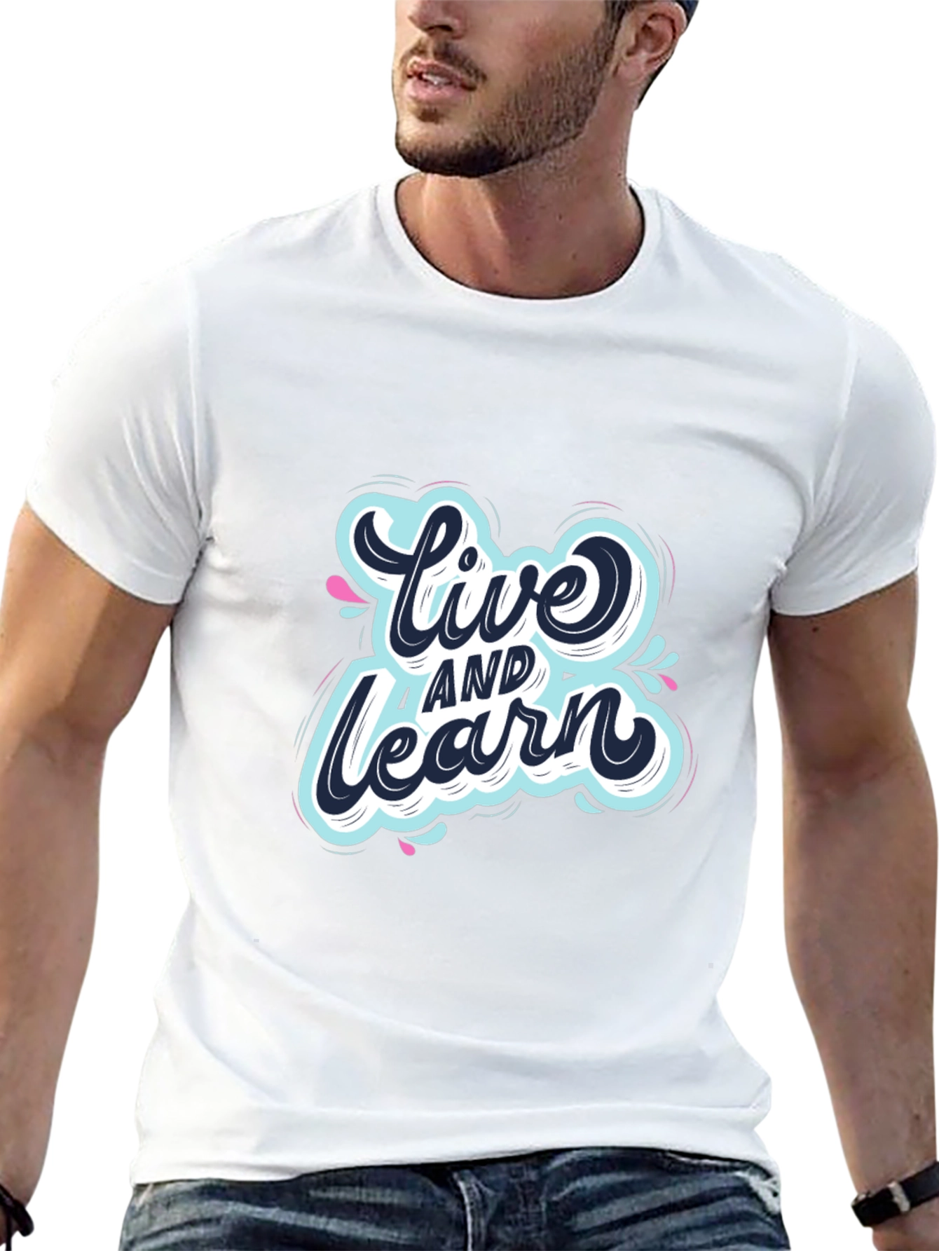 Live and Learn Graphic Print Black T-Shirt