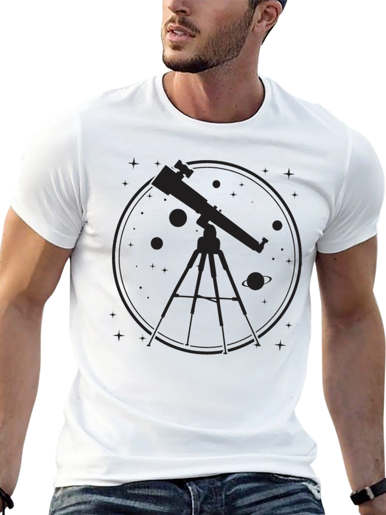 Astronomy Telescope Graphic Tee - Black