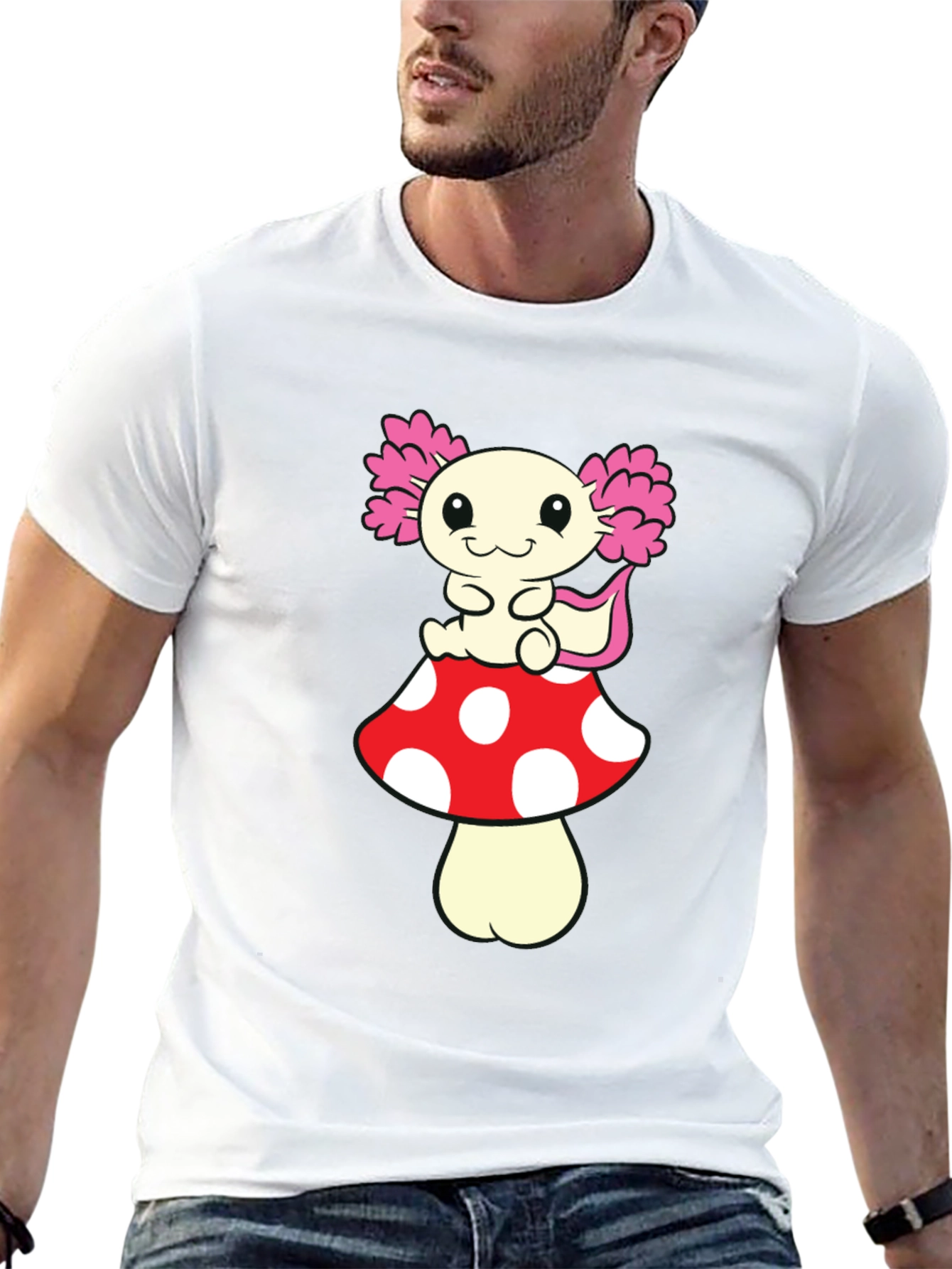 Axolotl Mushroom T-Shirt - Cute Cartoon Tee