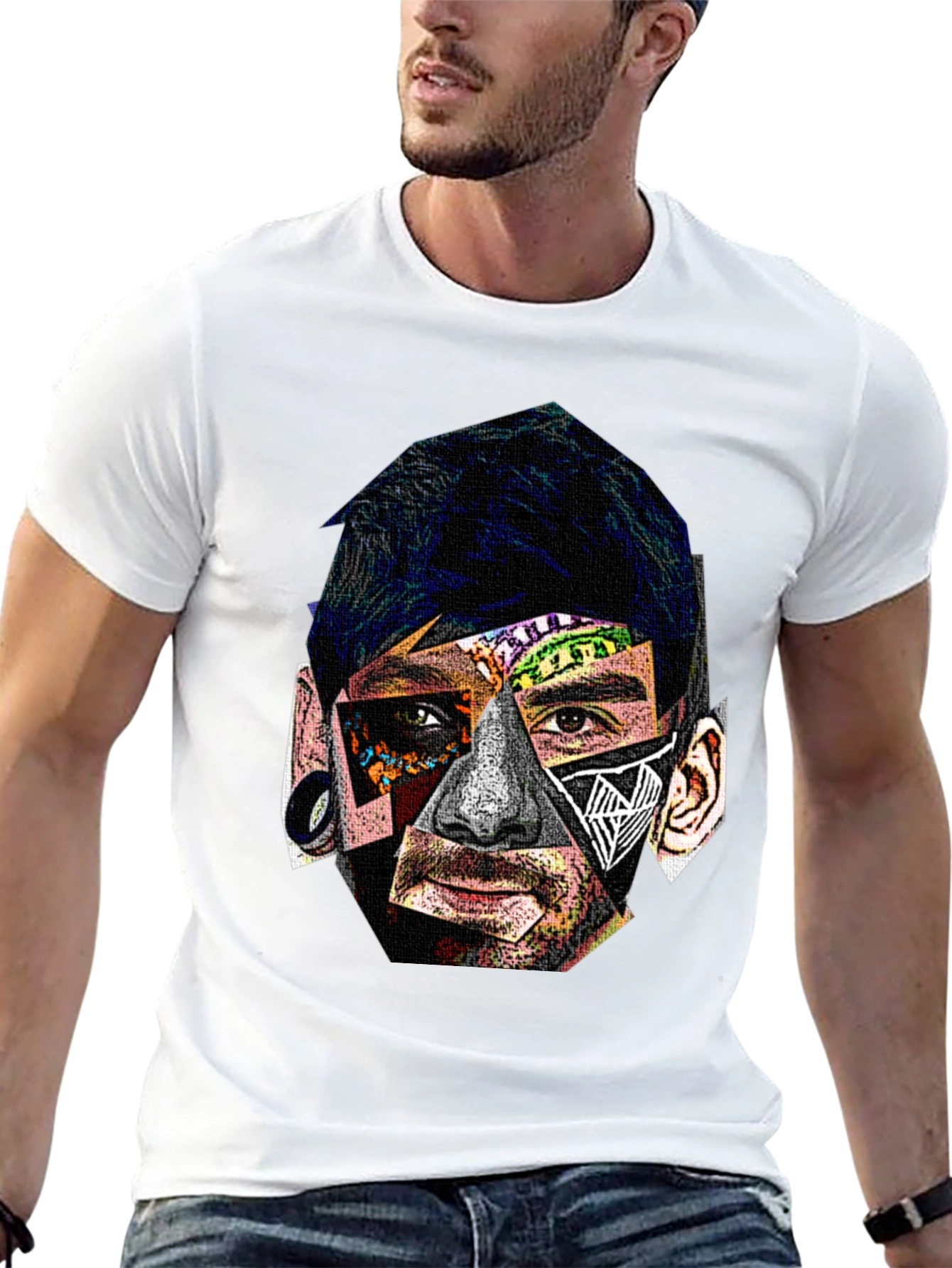 Abstract Portrait Graphic Black T-Shirt