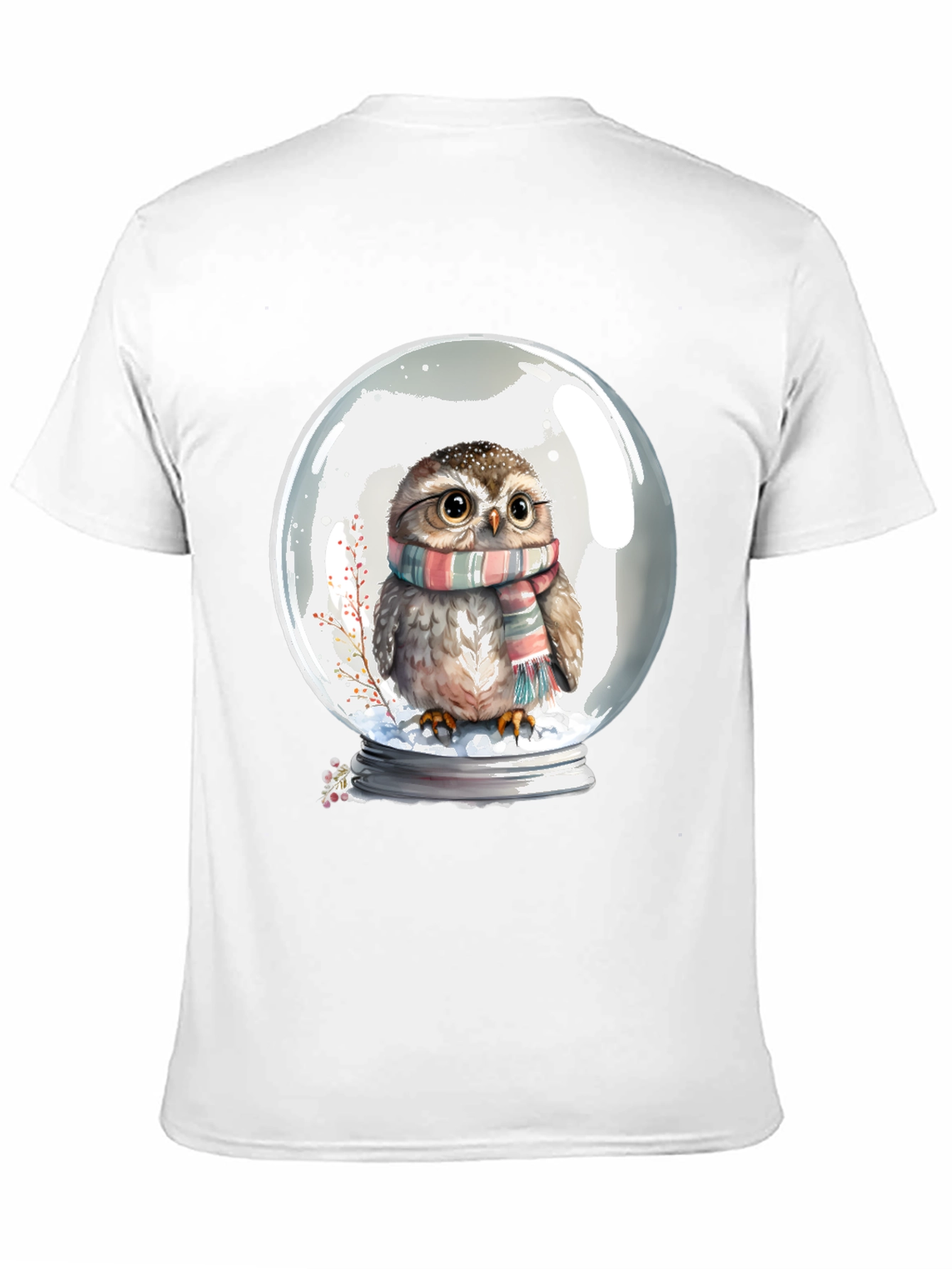Snow Globe Owl Graphic Tee - Cute Animal Shirt