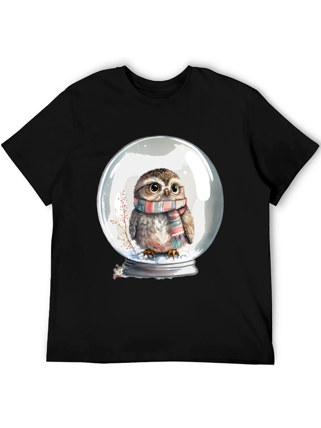 Snow Globe Owl Graphic Tee - Cute Animal Shirt