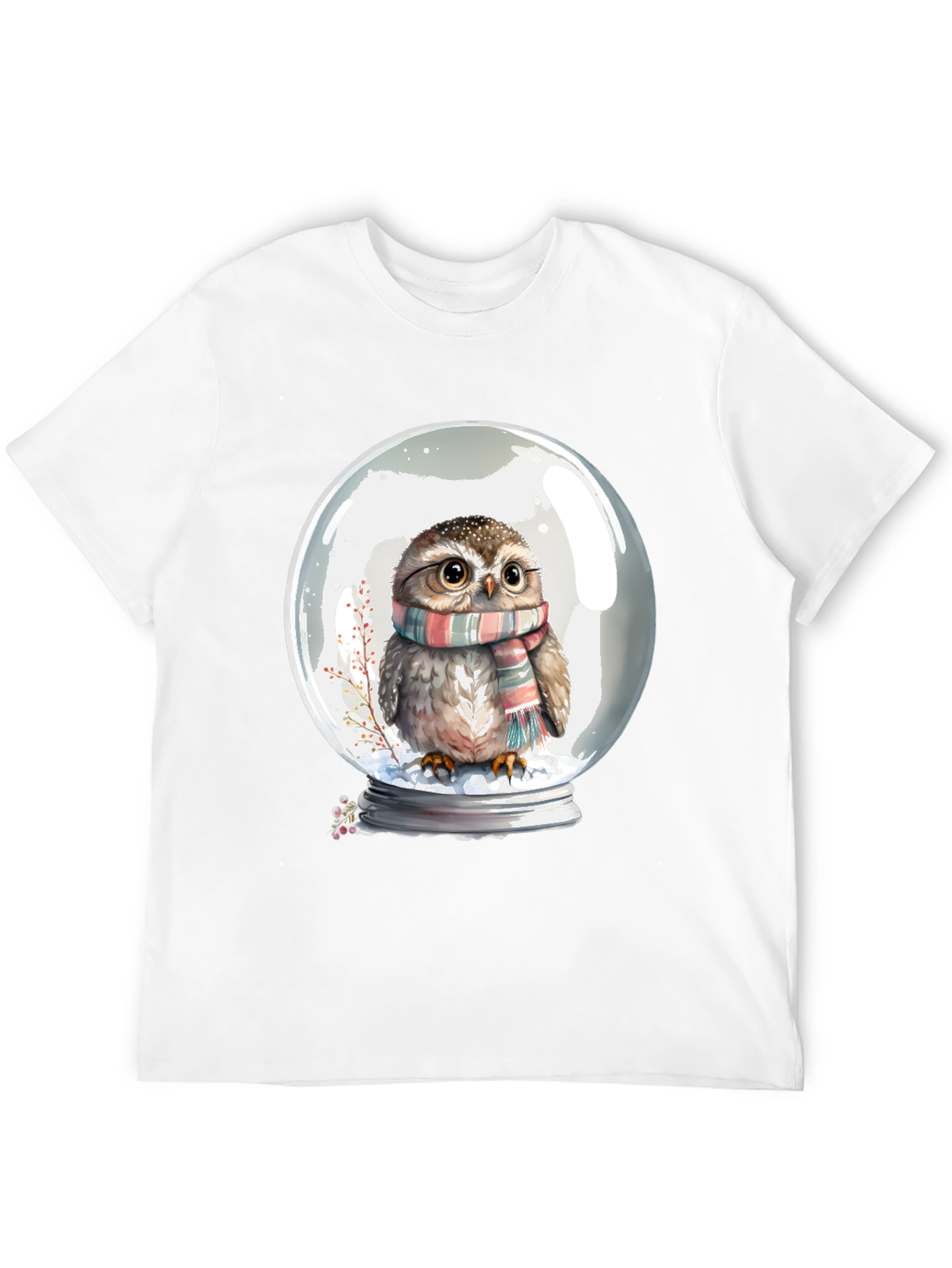 Snow Globe Owl Graphic Tee - Cute Animal Shirt