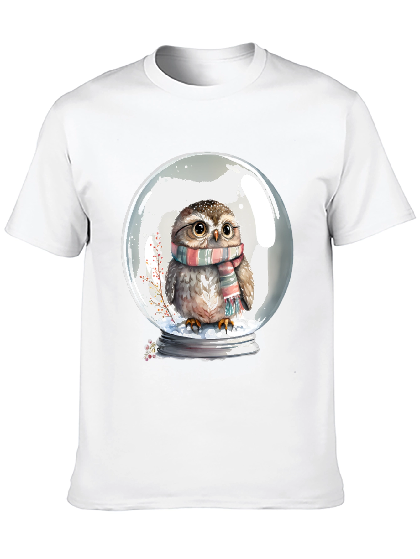 Snow Globe Owl Graphic Tee - Cute Animal Shirt