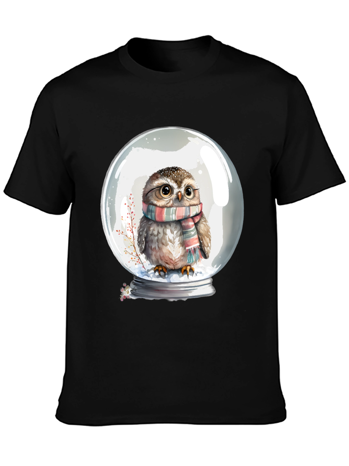 Snow Globe Owl Graphic Tee - Cute Animal Shirt
