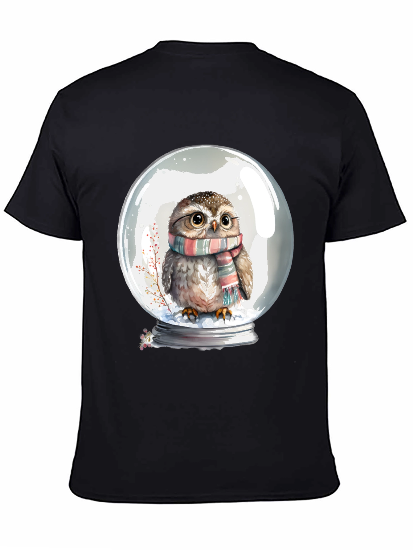 Snow Globe Owl Graphic Tee - Cute Animal Shirt