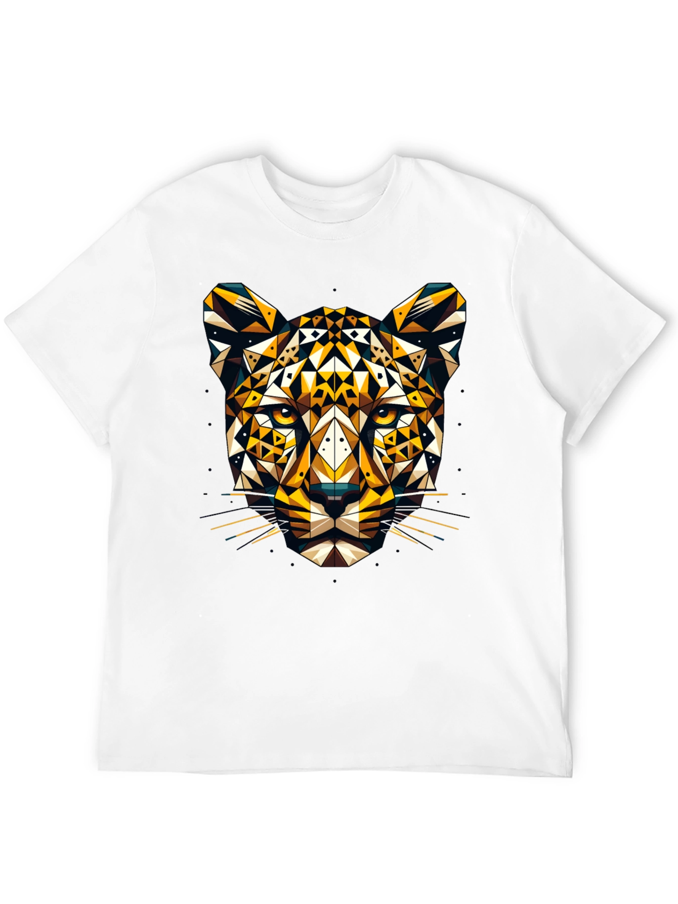 Geometric Leopard Graphic Tee - Black