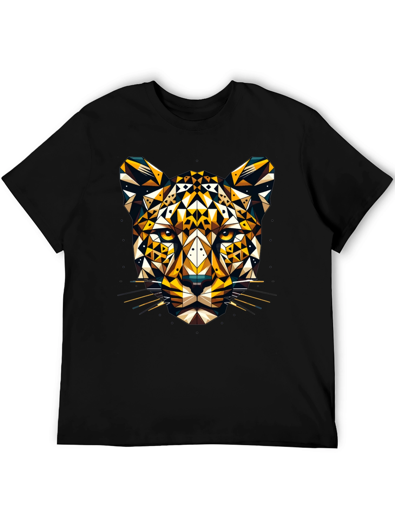 Geometric Leopard Graphic Tee - Black