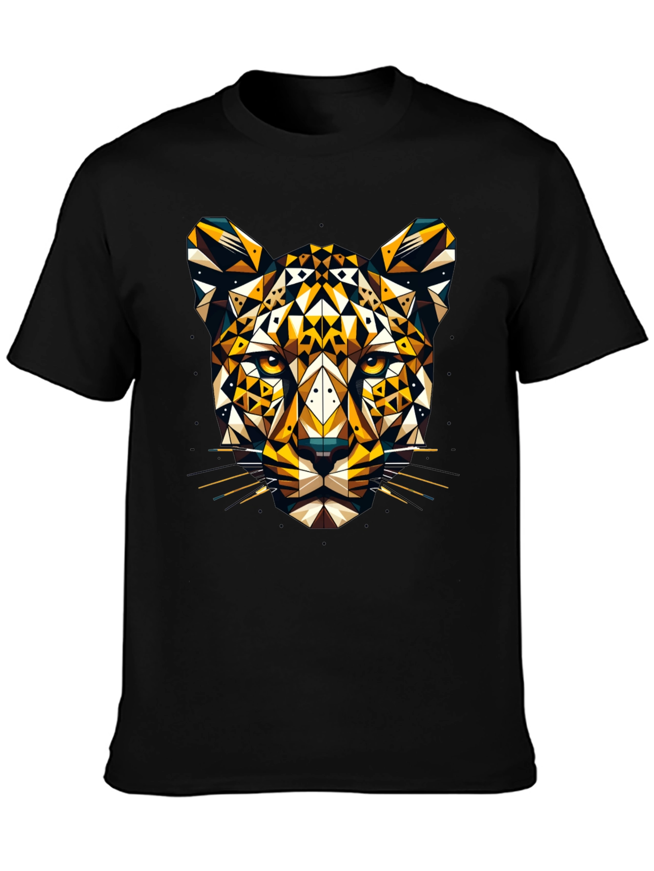 Geometric Leopard Graphic Tee - Black