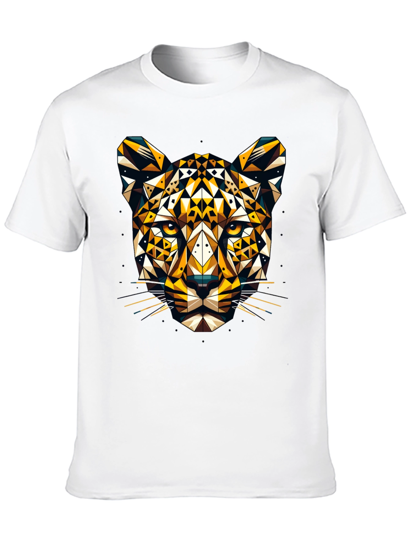 Geometric Leopard Graphic Tee - Black