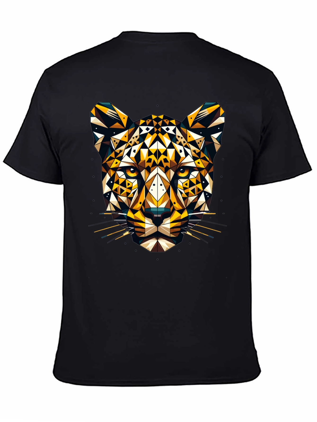 Geometric Leopard Graphic Tee - Black