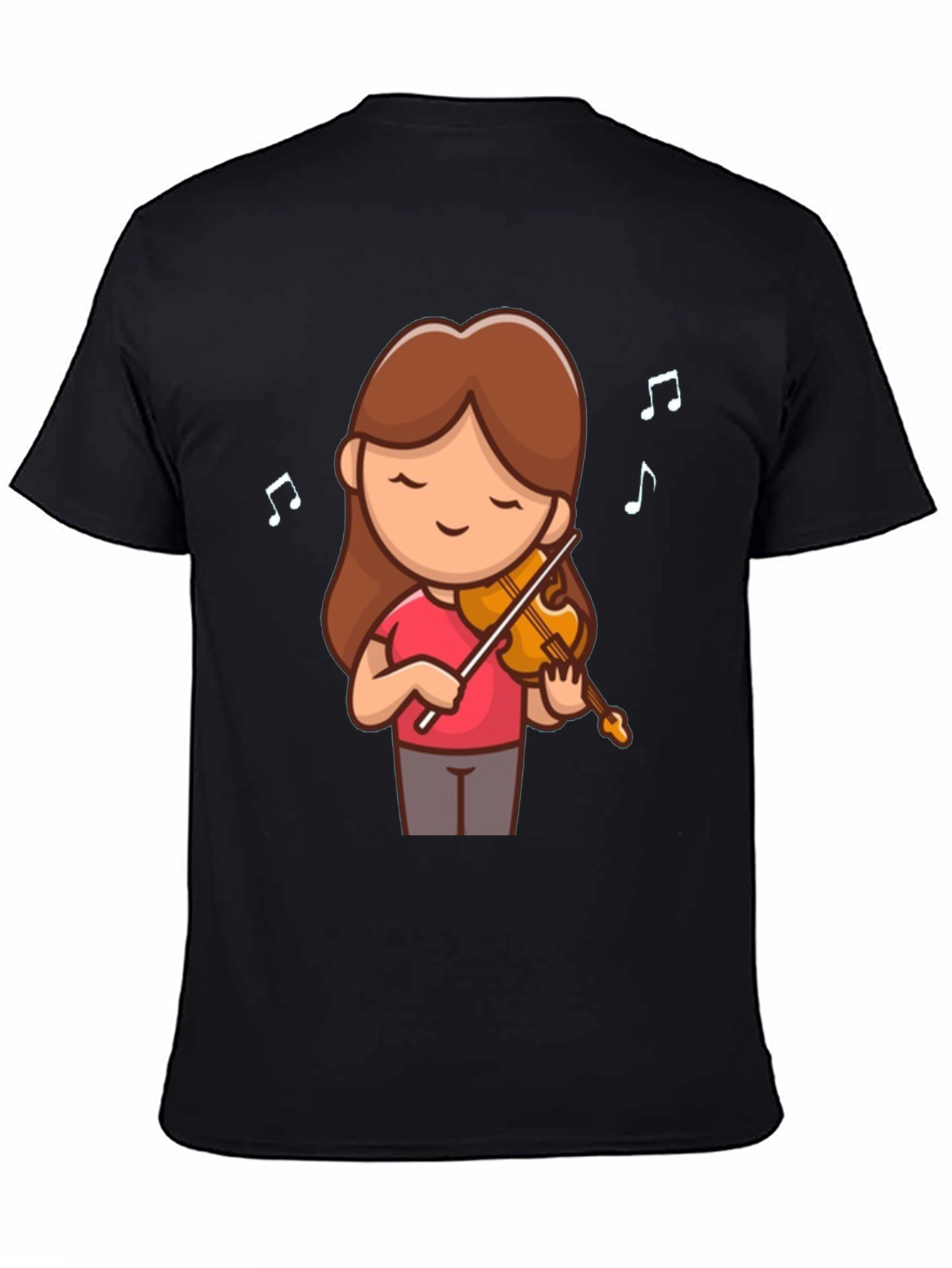 Cute Cartoon Violinist Graphic T-Shirt