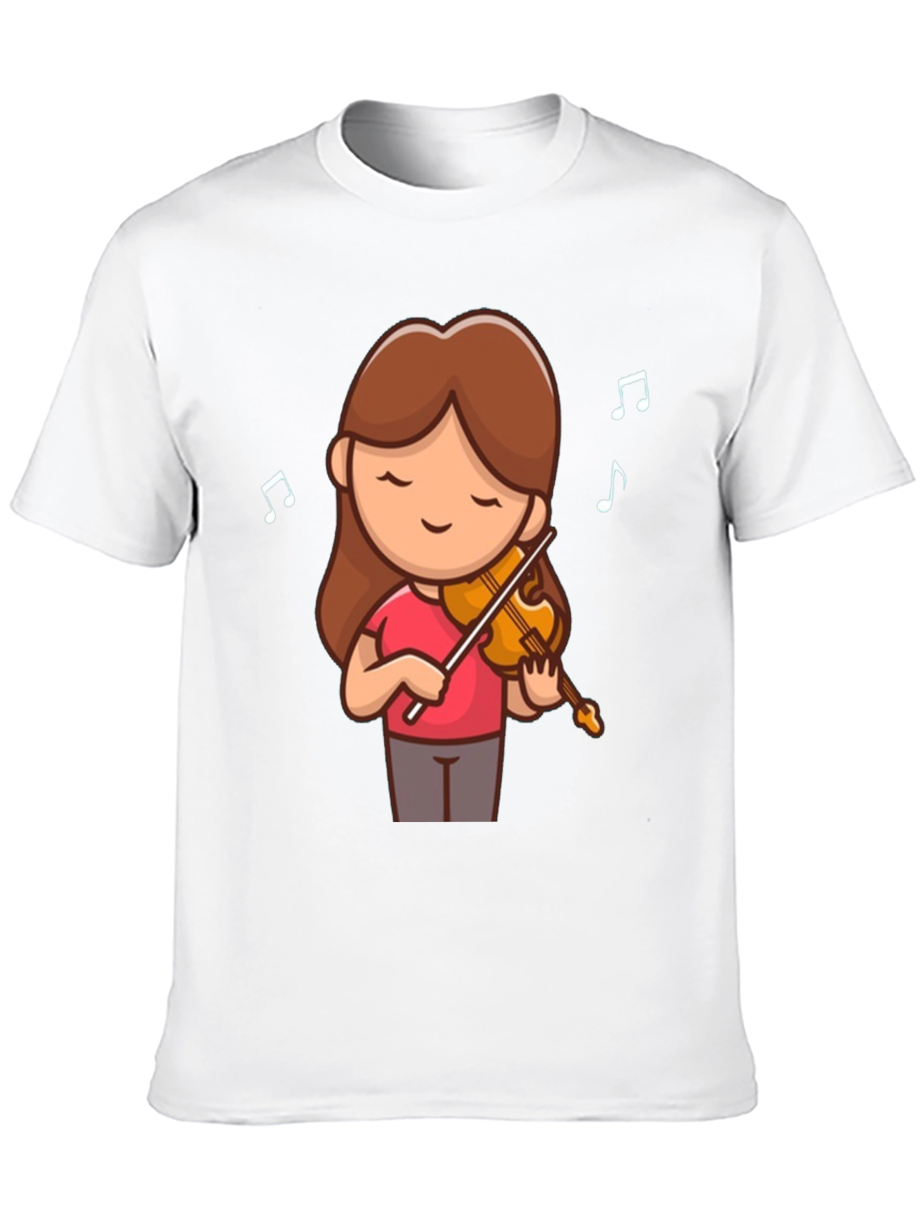 Cute Cartoon Violinist Graphic T-Shirt