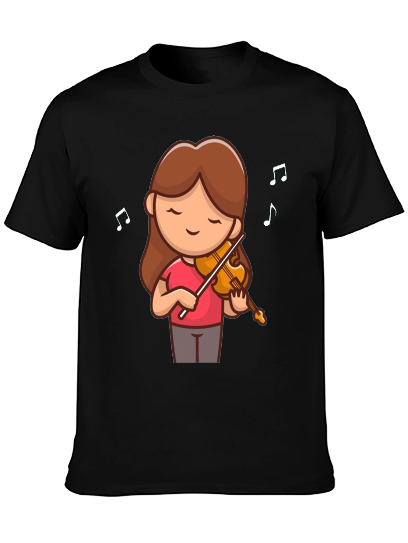 Cute Cartoon Violinist Graphic T-Shirt
