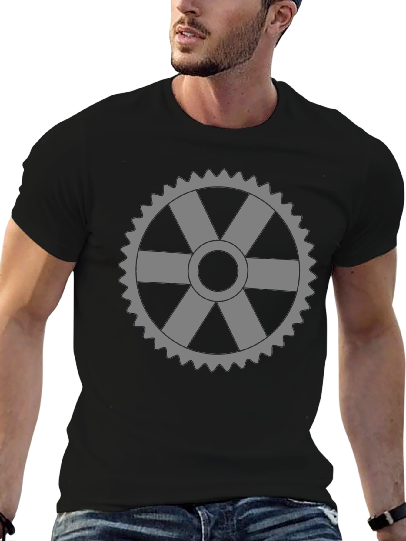 Cog Wheel Graphic T-Shirt - Black