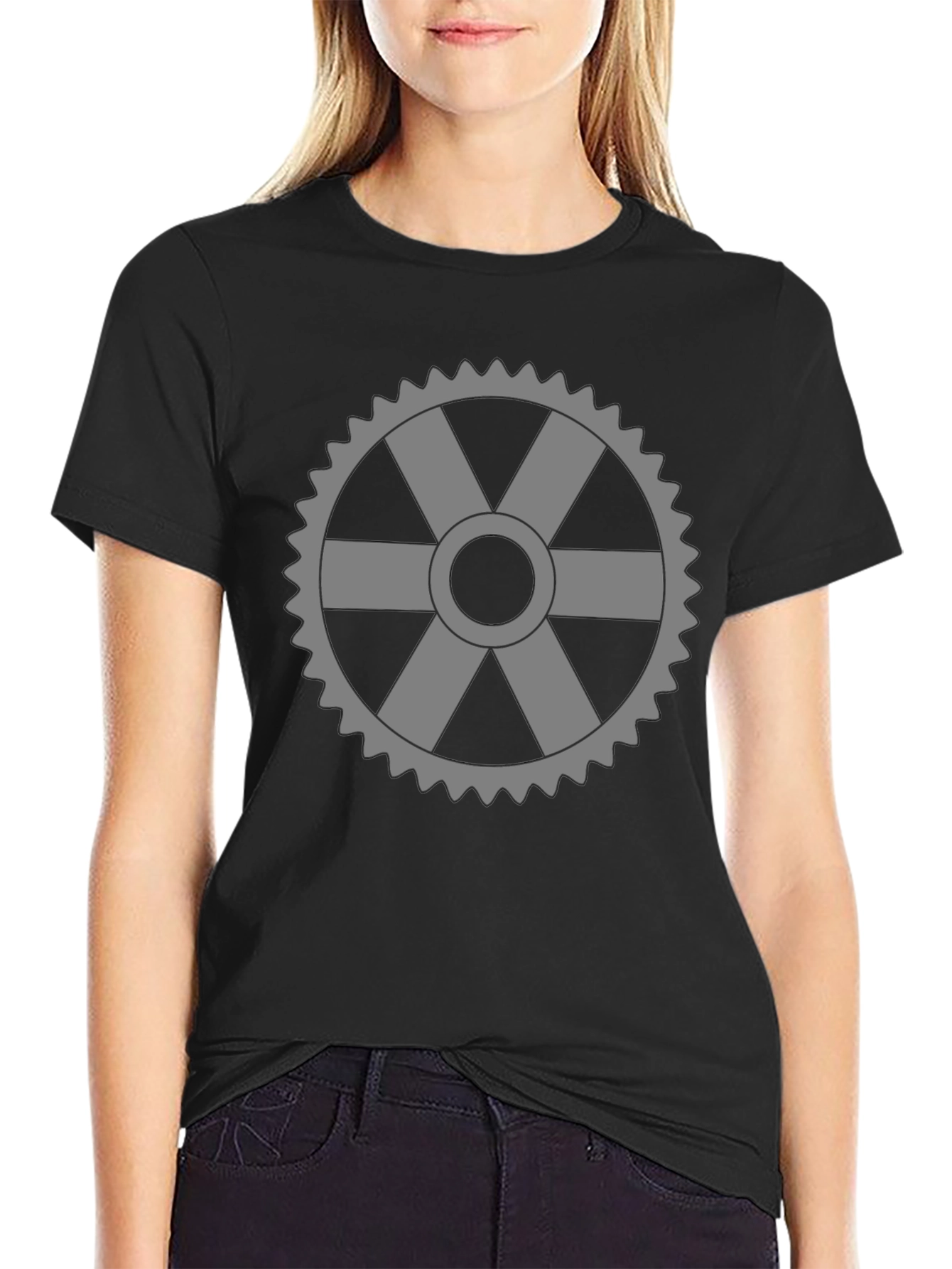 Cog Wheel Graphic T-Shirt - Black