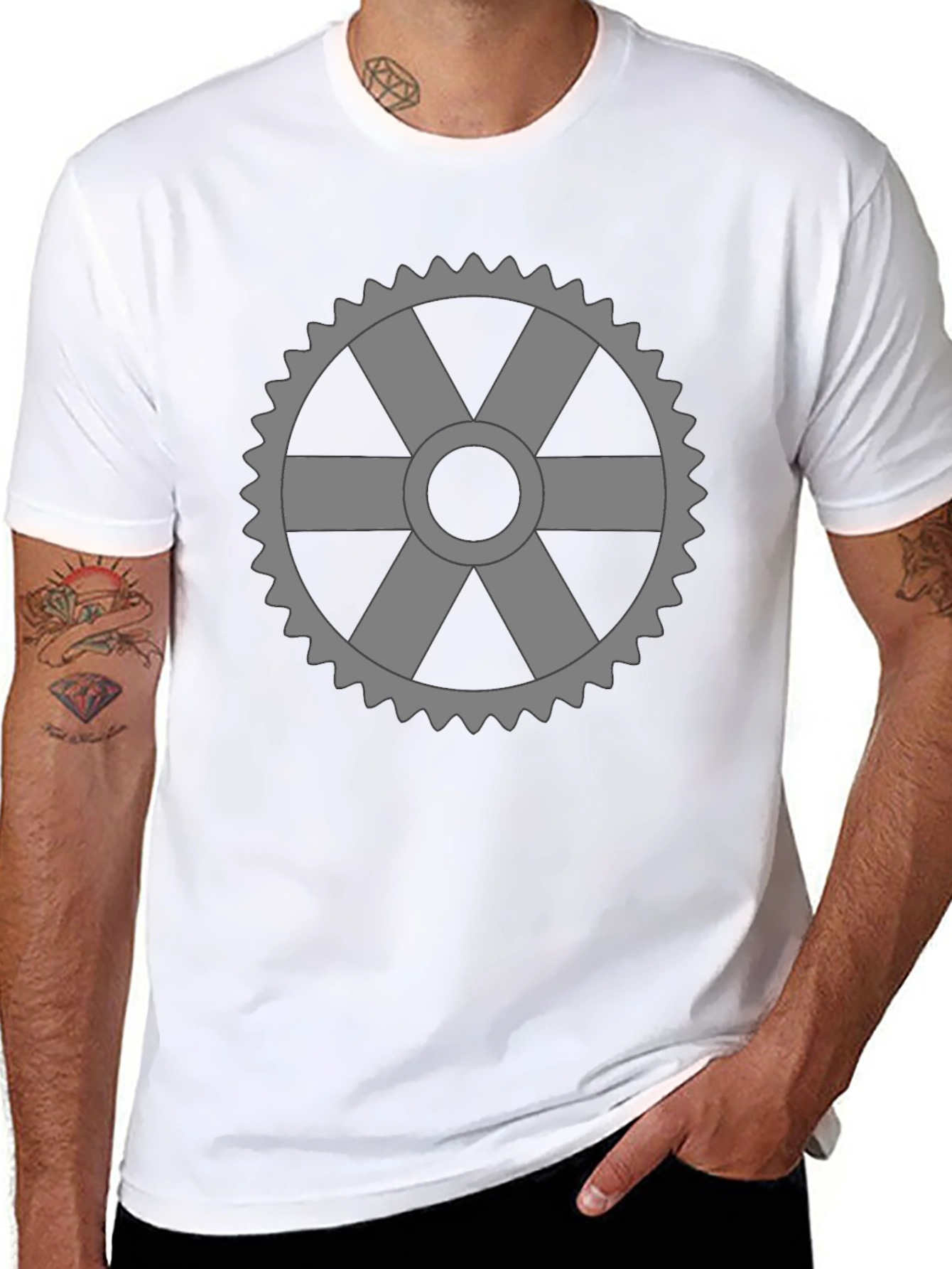 Cog Wheel Graphic T-Shirt - Black