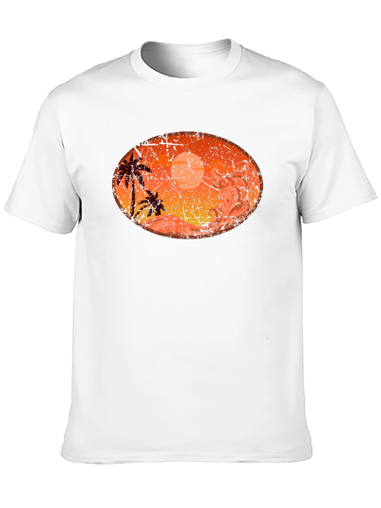 Sunset Palm Tree Graphic Black T-Shirt
