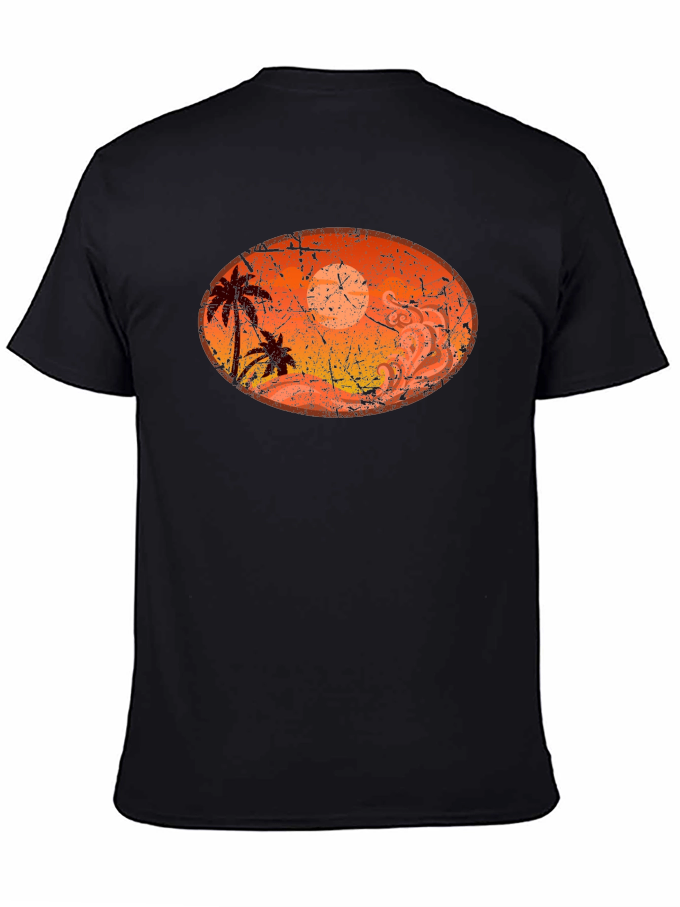 Sunset Palm Tree Graphic Black T-Shirt