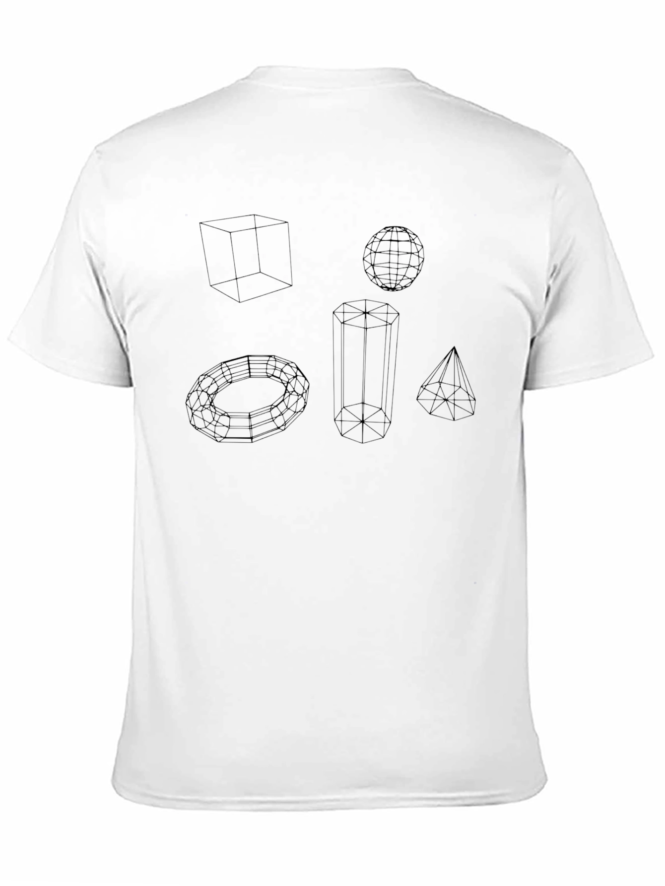 Geometric Wireframe Shapes Black T-Shirt