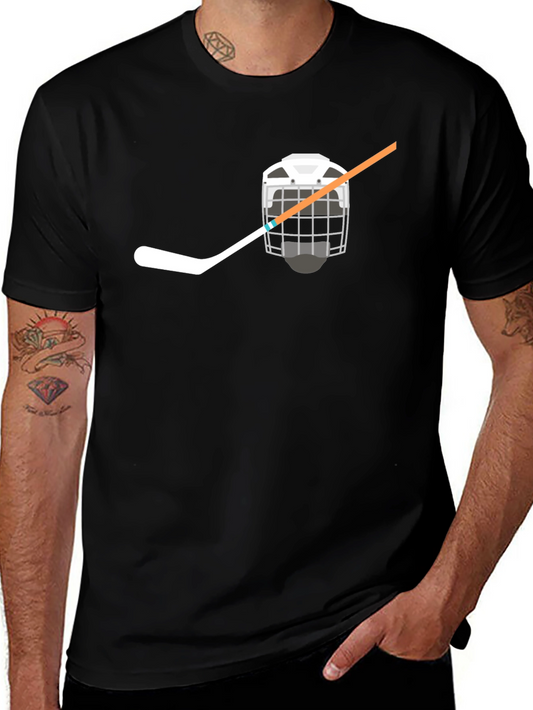 Hockey Helmet & Stick Graphic Tee - Black