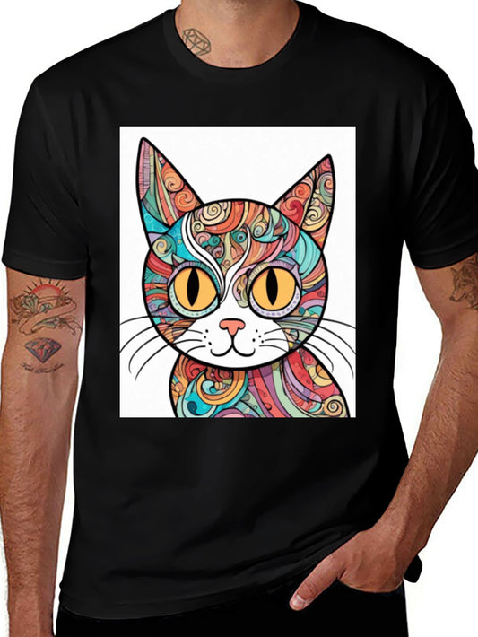 Colorful Cat Graphic T-Shirt - Unique Design