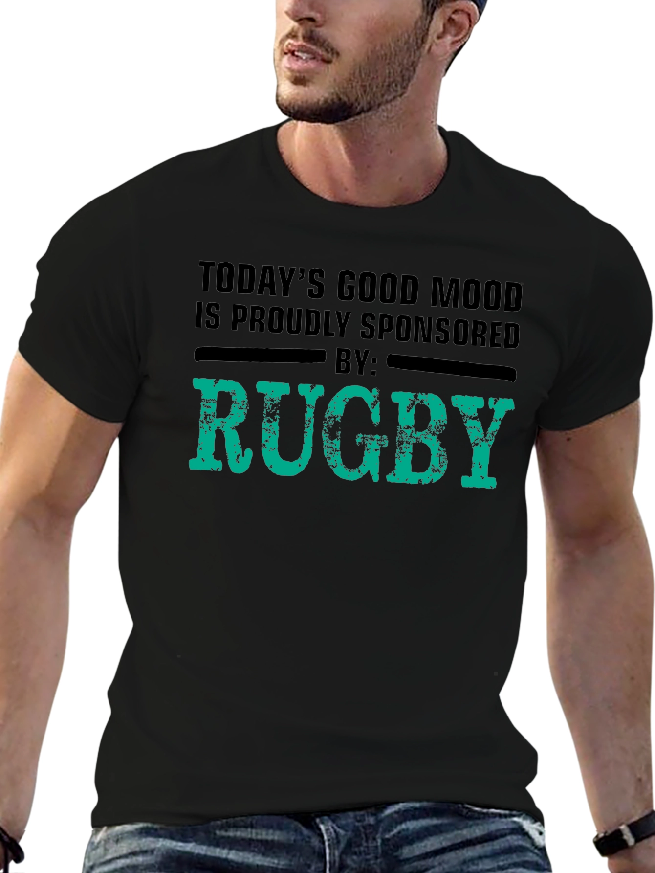 Rugby Sponsored Good Mood Black T-Shirt