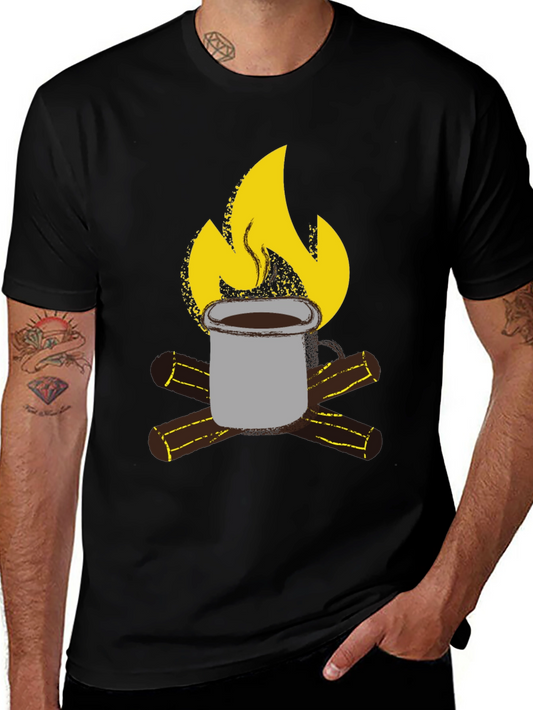 Campfire Coffee Graphic T-Shirt - Black
