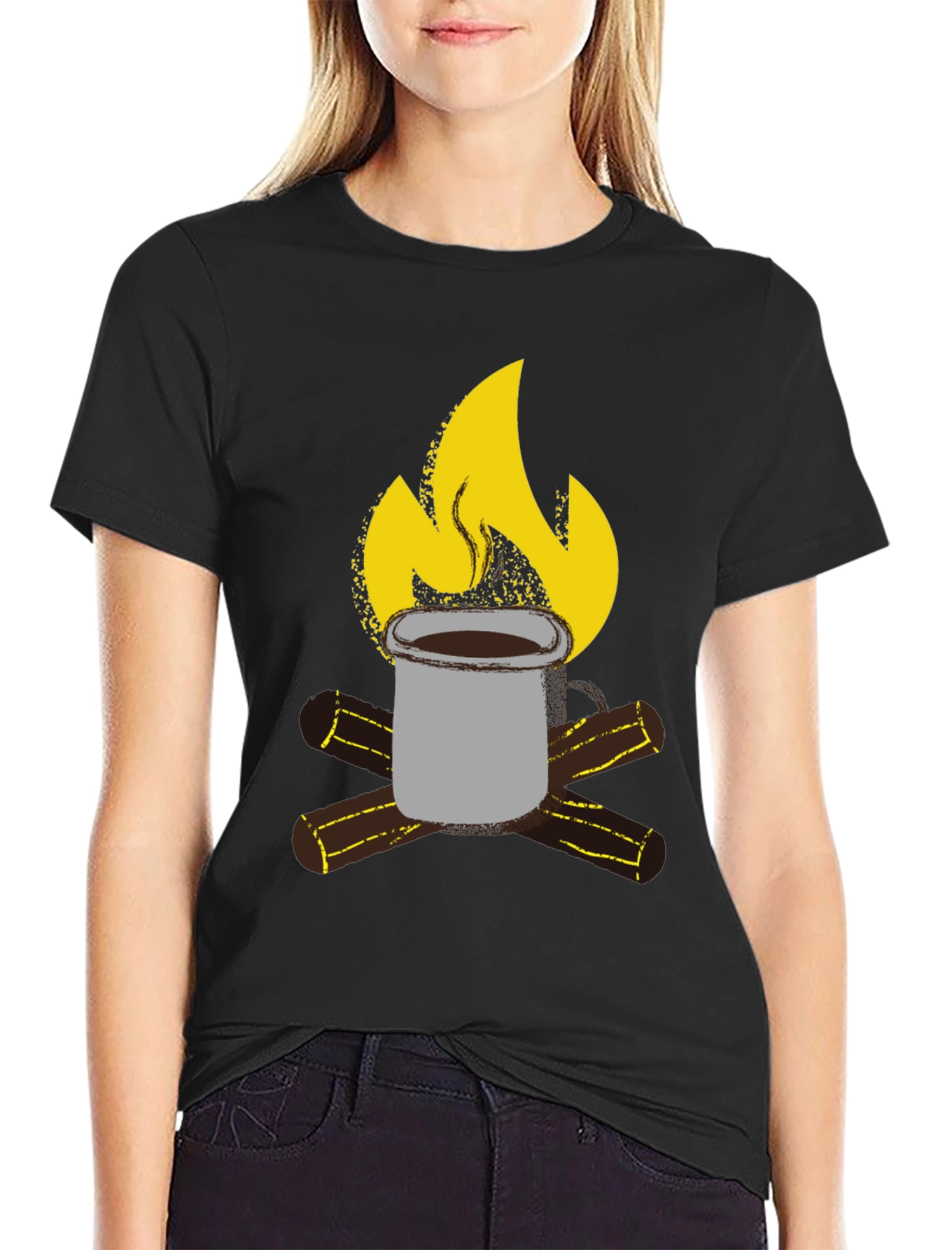 Campfire Coffee Graphic T-Shirt - Black