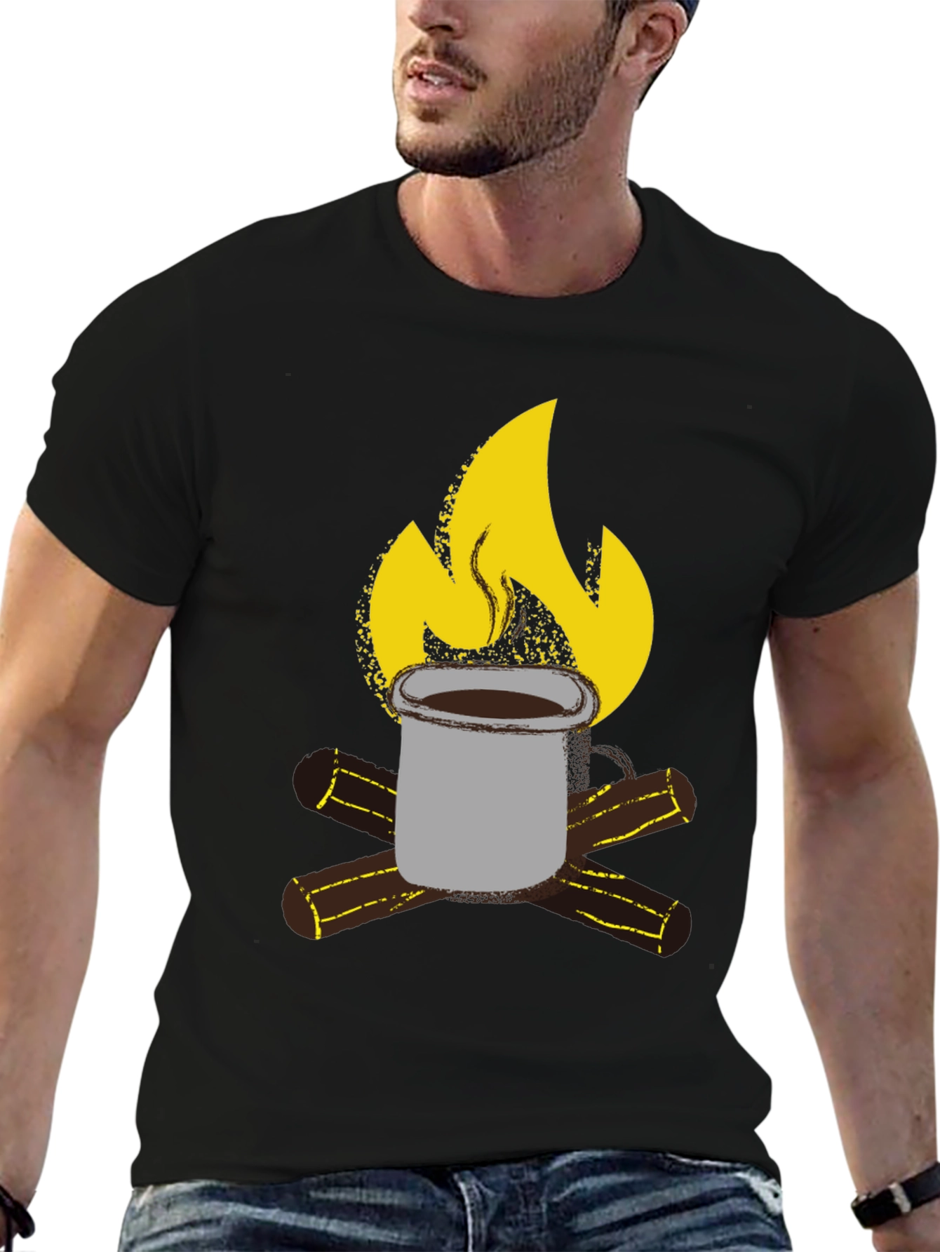 Campfire Coffee Graphic T-Shirt - Black