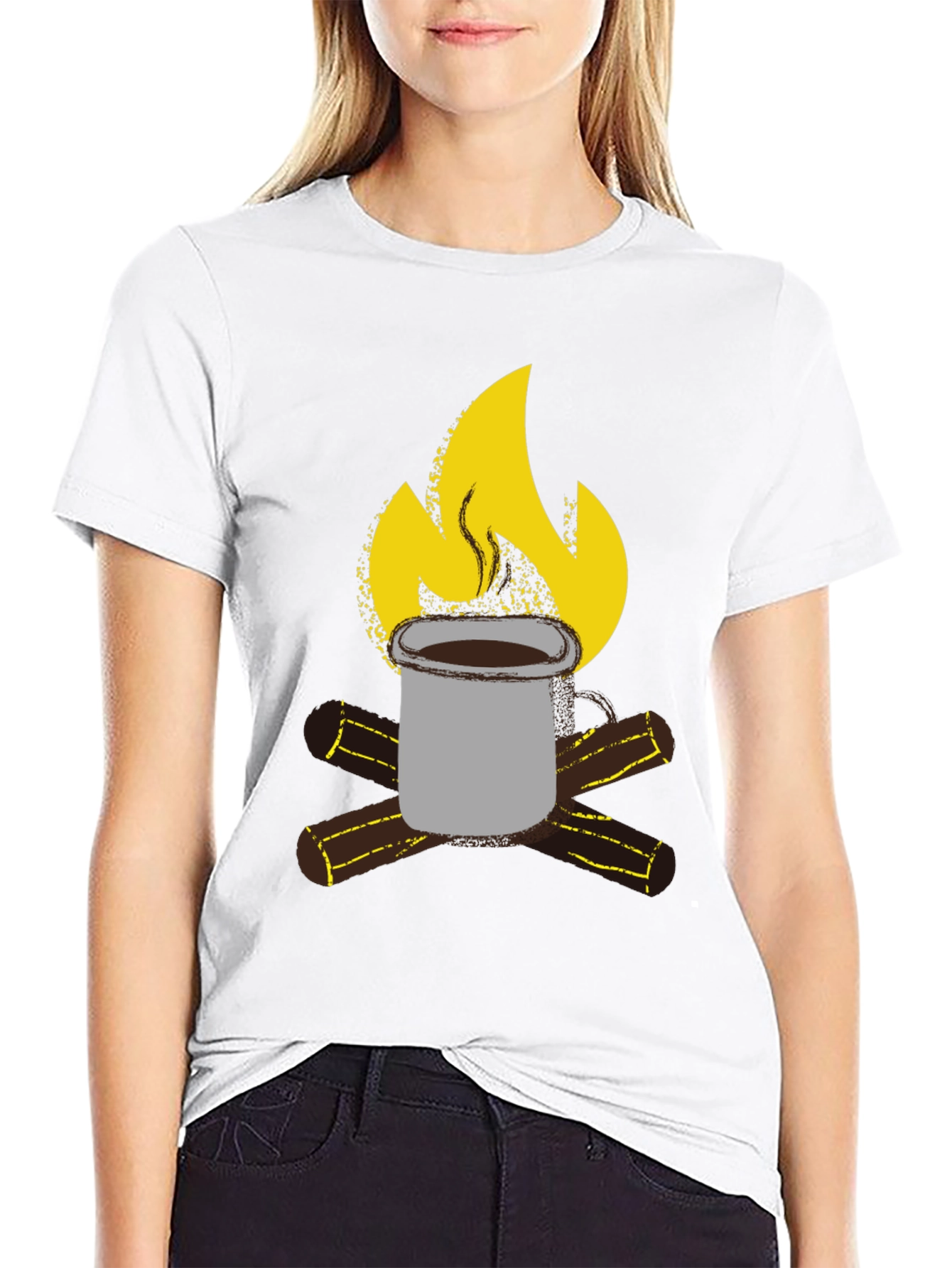 Campfire Coffee Graphic T-Shirt - Black