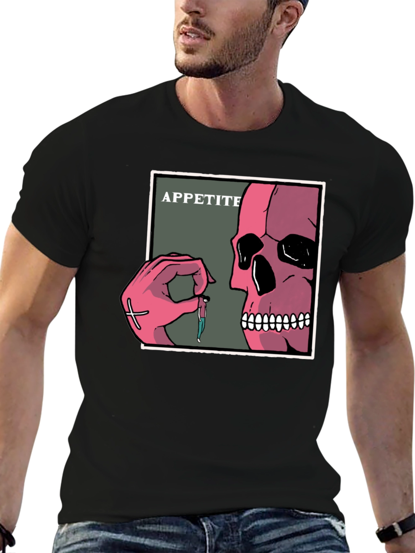 Appetite Graphic T-Shirt - Skull Hand Design