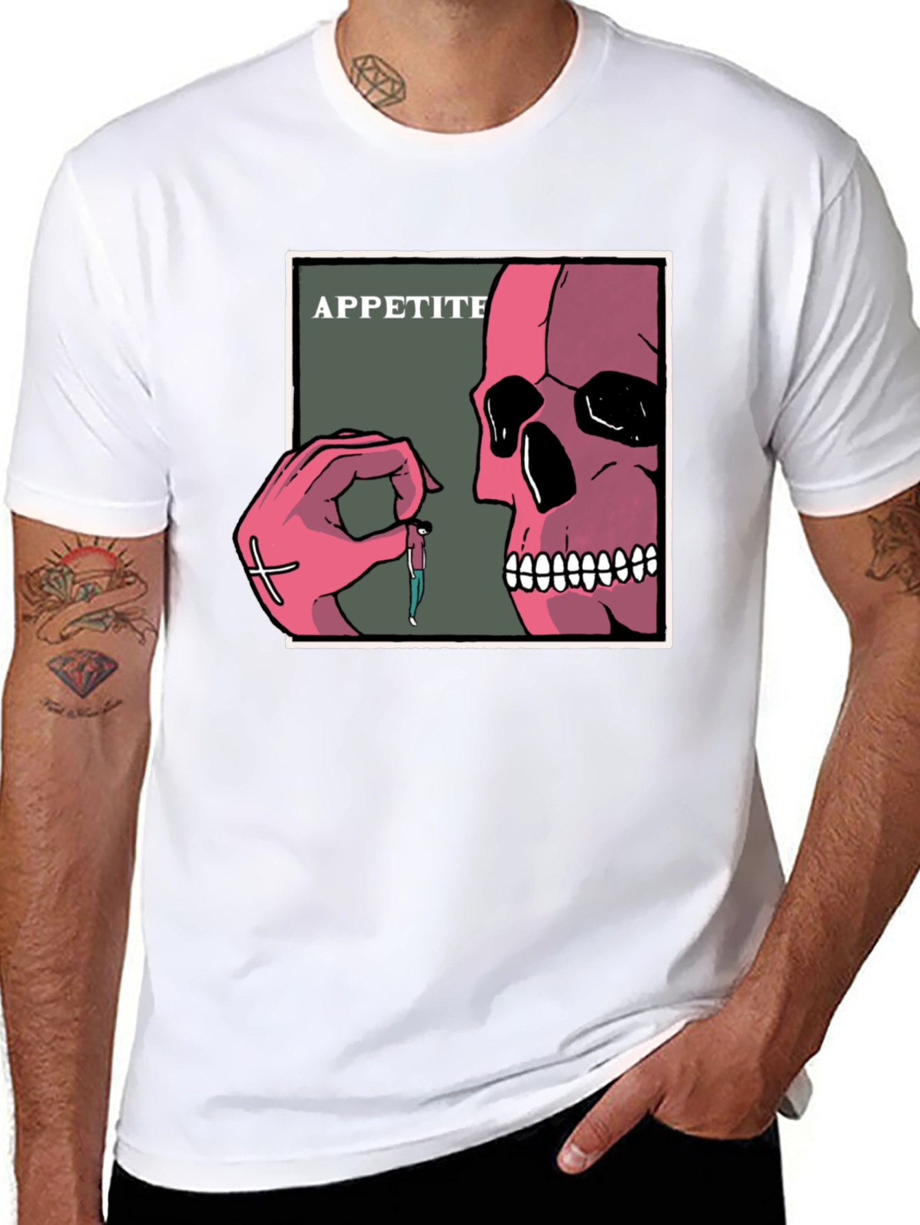 Appetite Graphic T-Shirt - Skull Hand Design