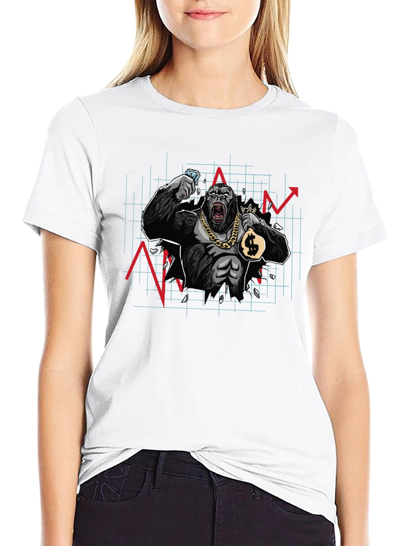 WallStreetBets Diamond Hand Gorilla Black T-Shirt