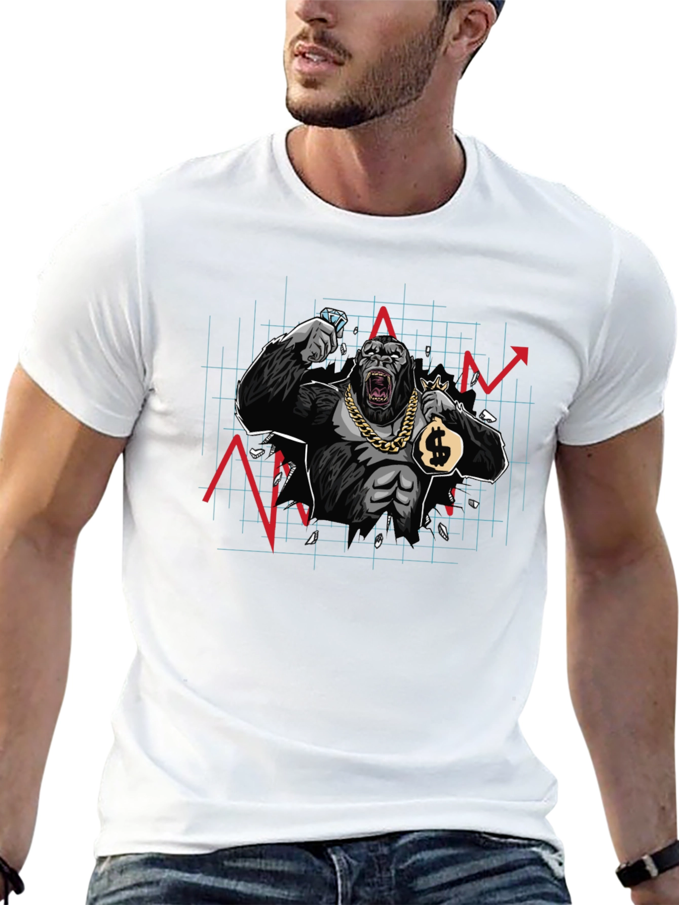 WallStreetBets Diamond Hand Gorilla Black T-Shirt