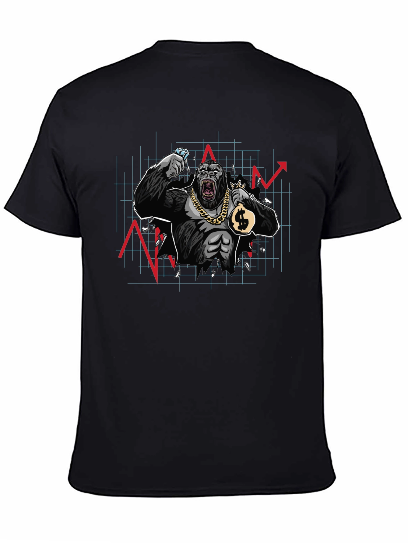 WallStreetBets Diamond Hand Gorilla Black T-Shirt